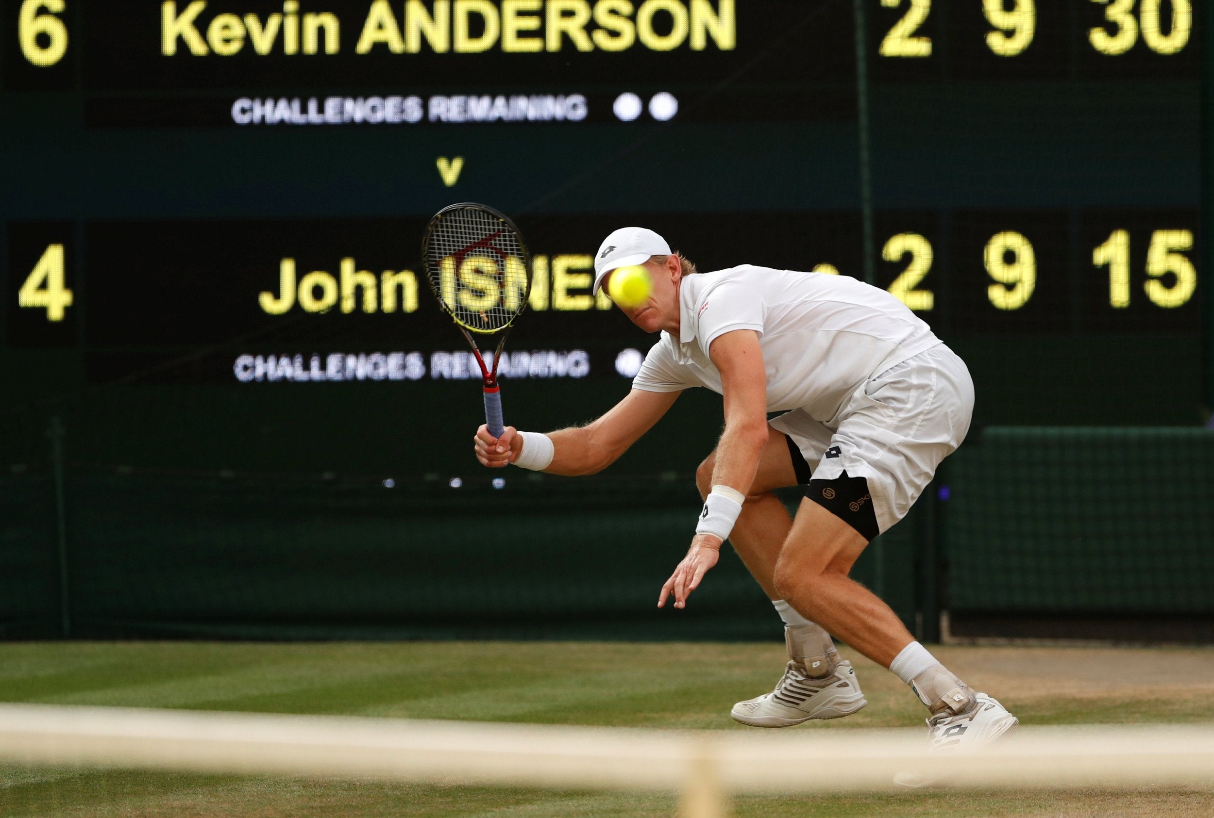 Kevin Anderson in action during his semi final match against John Isner