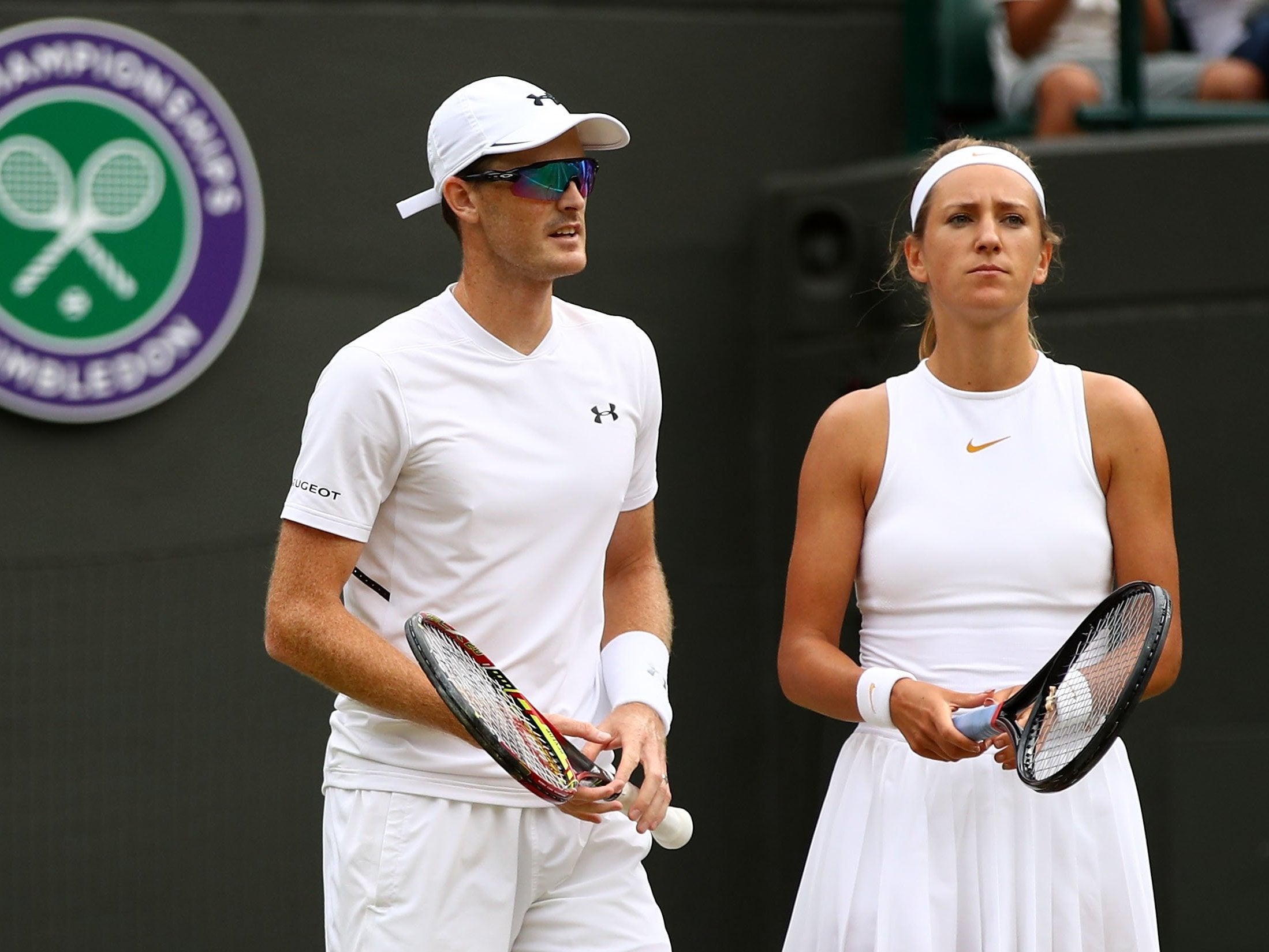 Victoria Azarenka alongside mixed doubles partner Jamie Murray