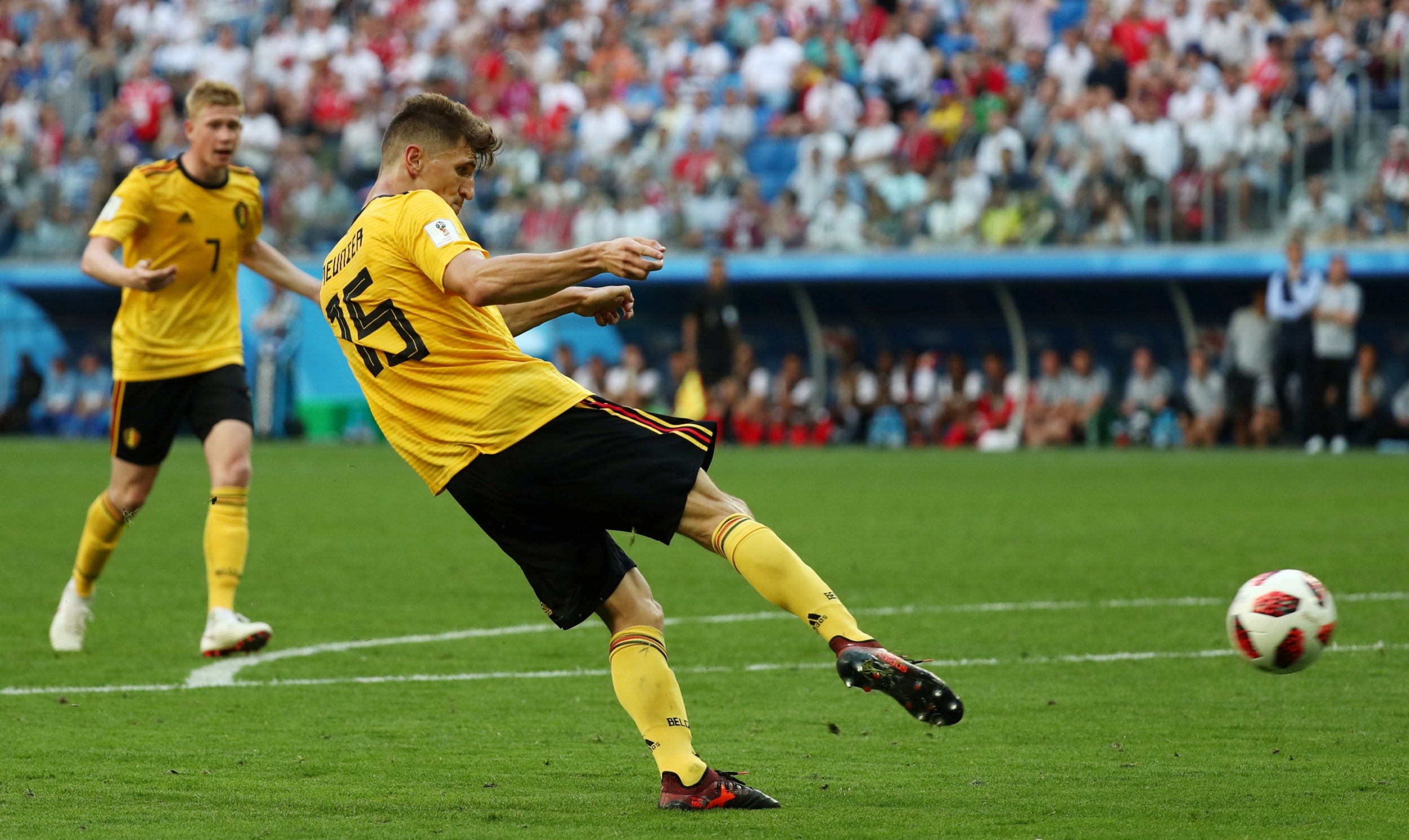 Meunier nearly scored a brilliant volley that summed up Belgium's performance (Reuters)