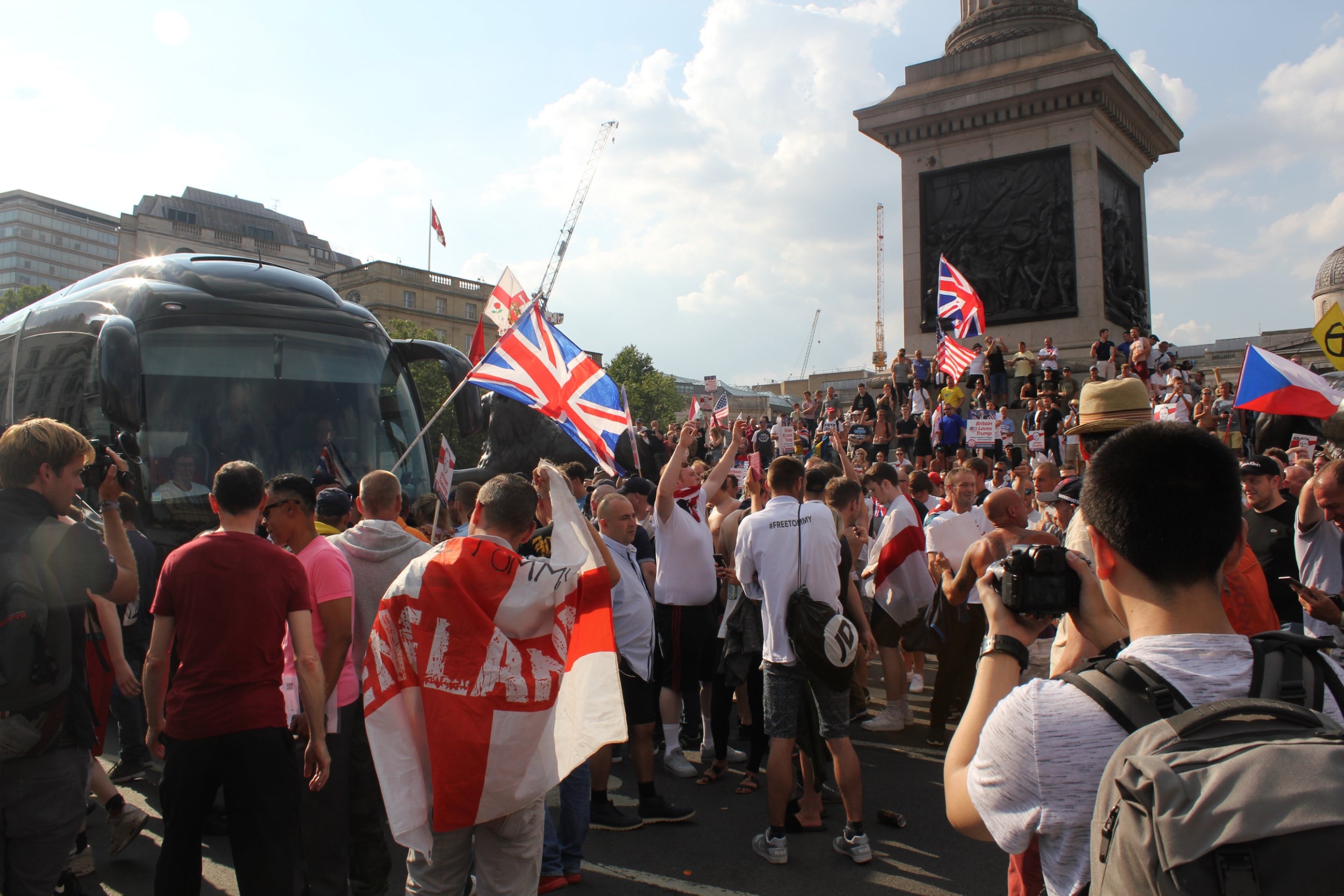 The incident happened at a pro-Tommy Robinson protest in London on 14 July