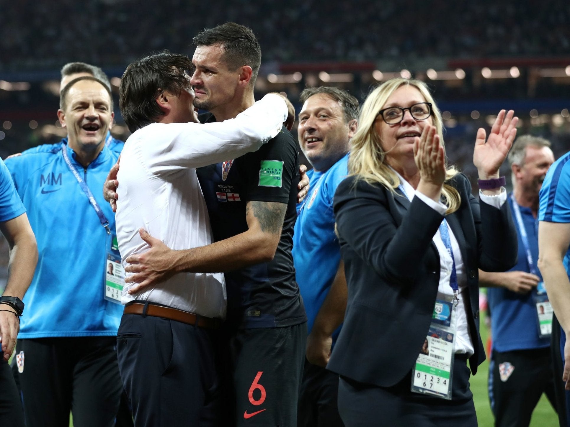 Iva Olivari joins head coach Zlatko Dalic on the bench as team manager for the Croatia national side – the first woman to do so at a World Cup match