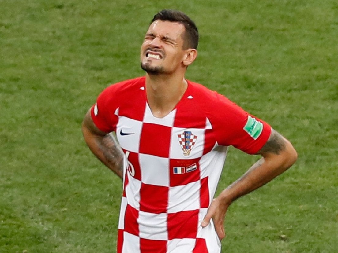 Croatia's Dejan Lovren reacts