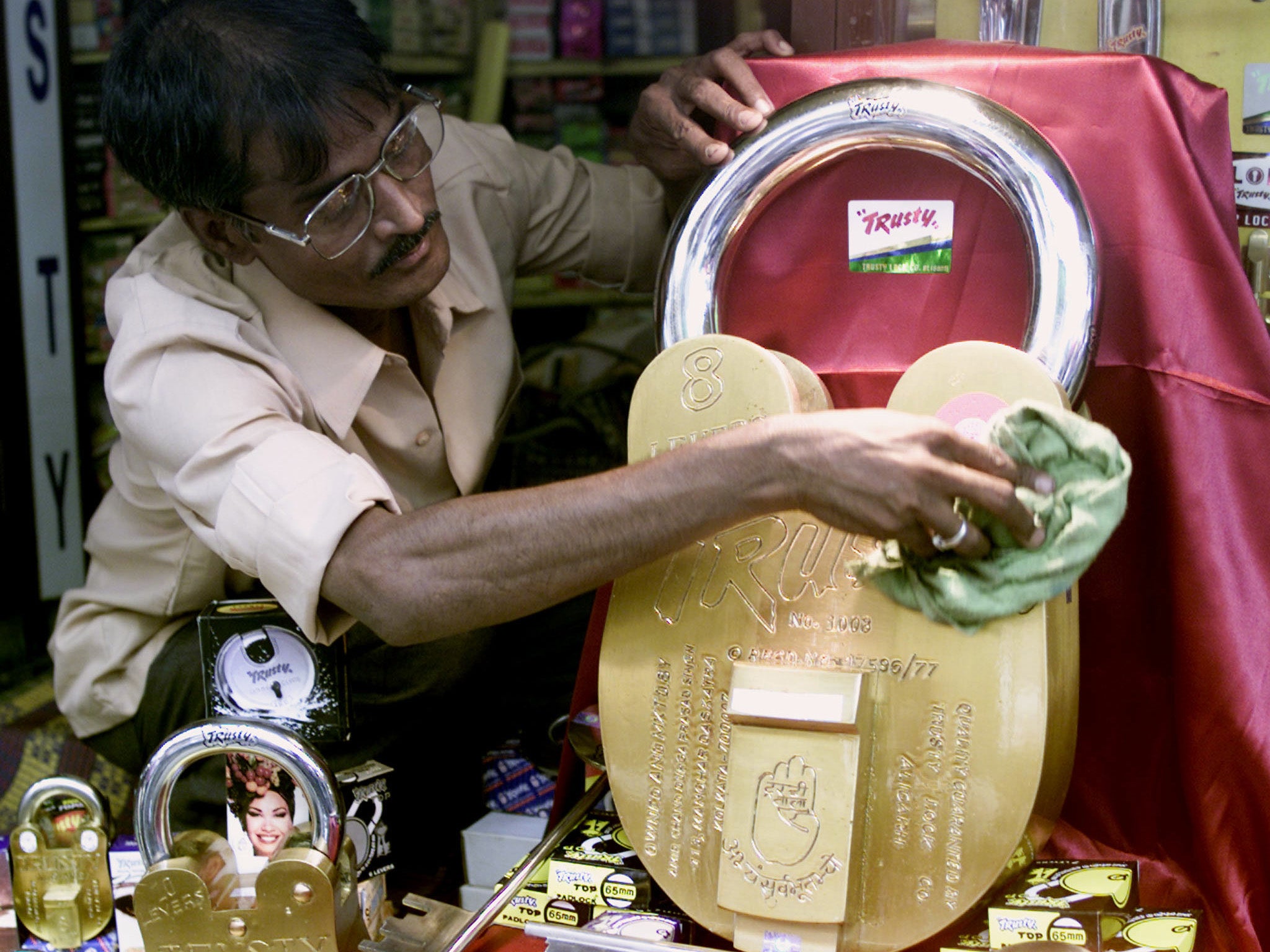 A 50kg, two feet high and one foot wide lock is used to guard the offerings made by devotees at the temple of Lord Jagannath