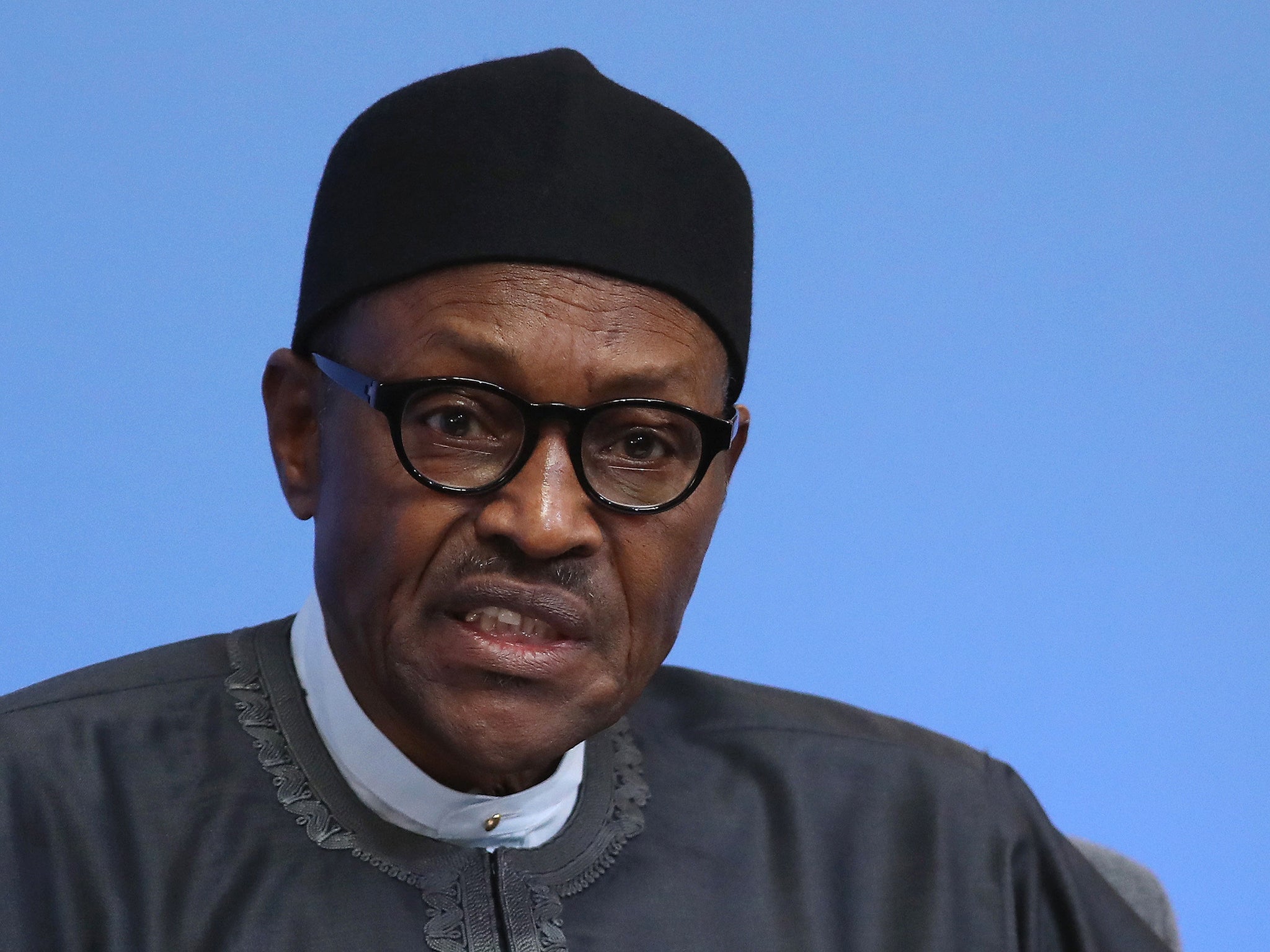 Nigerian president Muhammadu Buhari at an anti-corruption summit in London, 2016