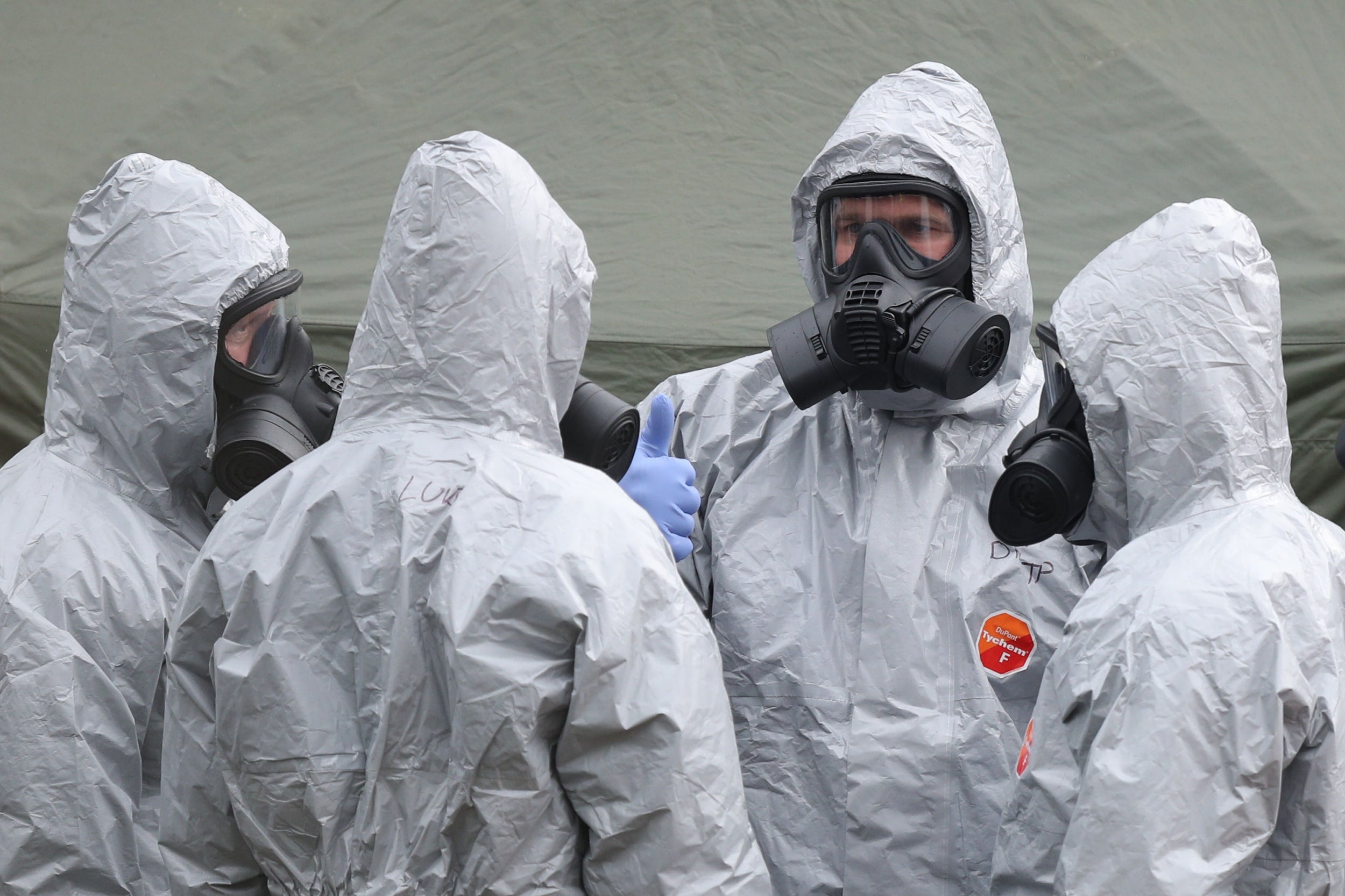 Military personnel in Salisbury investigate the poisoning of former Russian agent Sergei Skripal and his daughter Yulia in 2018