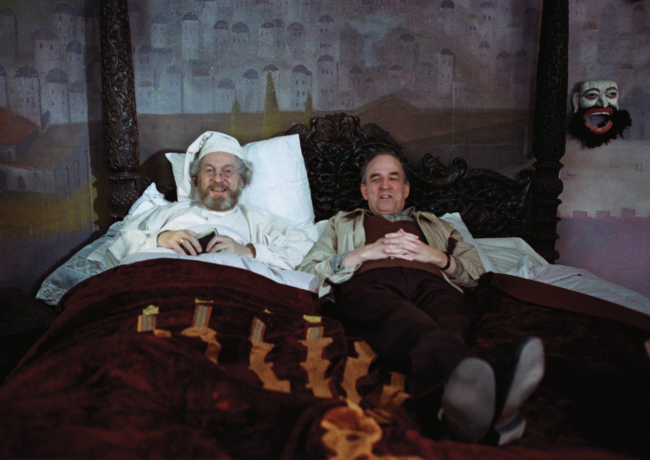 Bergman shares a bed with Erland Josephson, his friend since the 1940s, on the set of ‘Fanny and Alexander’