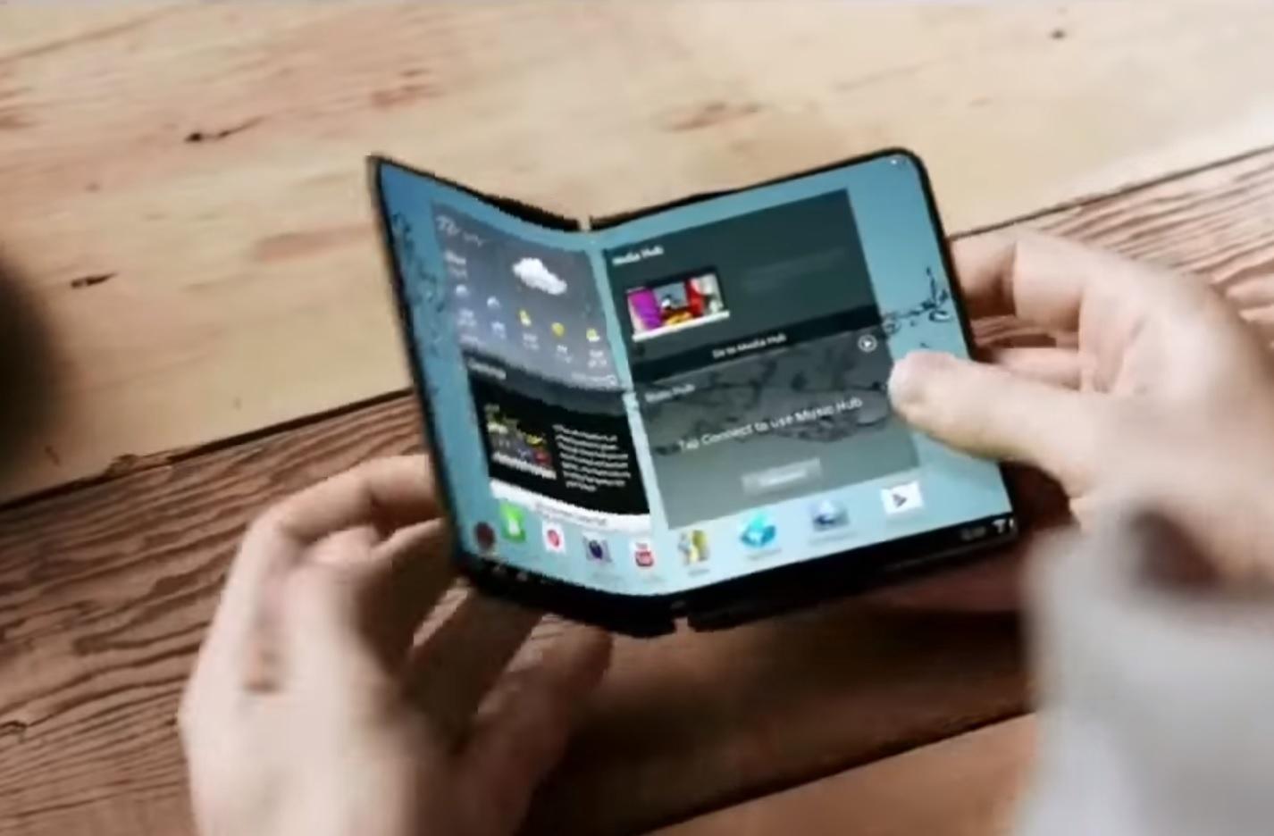 Samsung released a video in 2014 that demonstrated a foldable screen concept