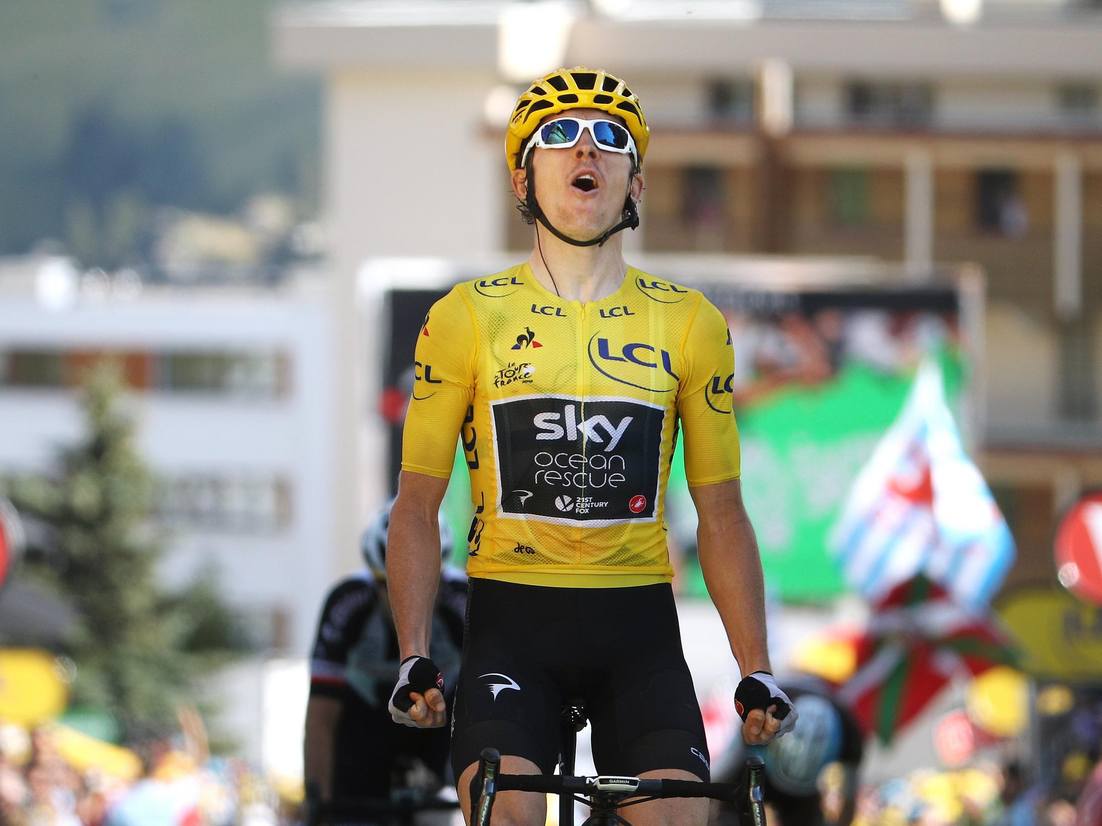 Geraint Thomas wins the Alpe d'Huez climb.