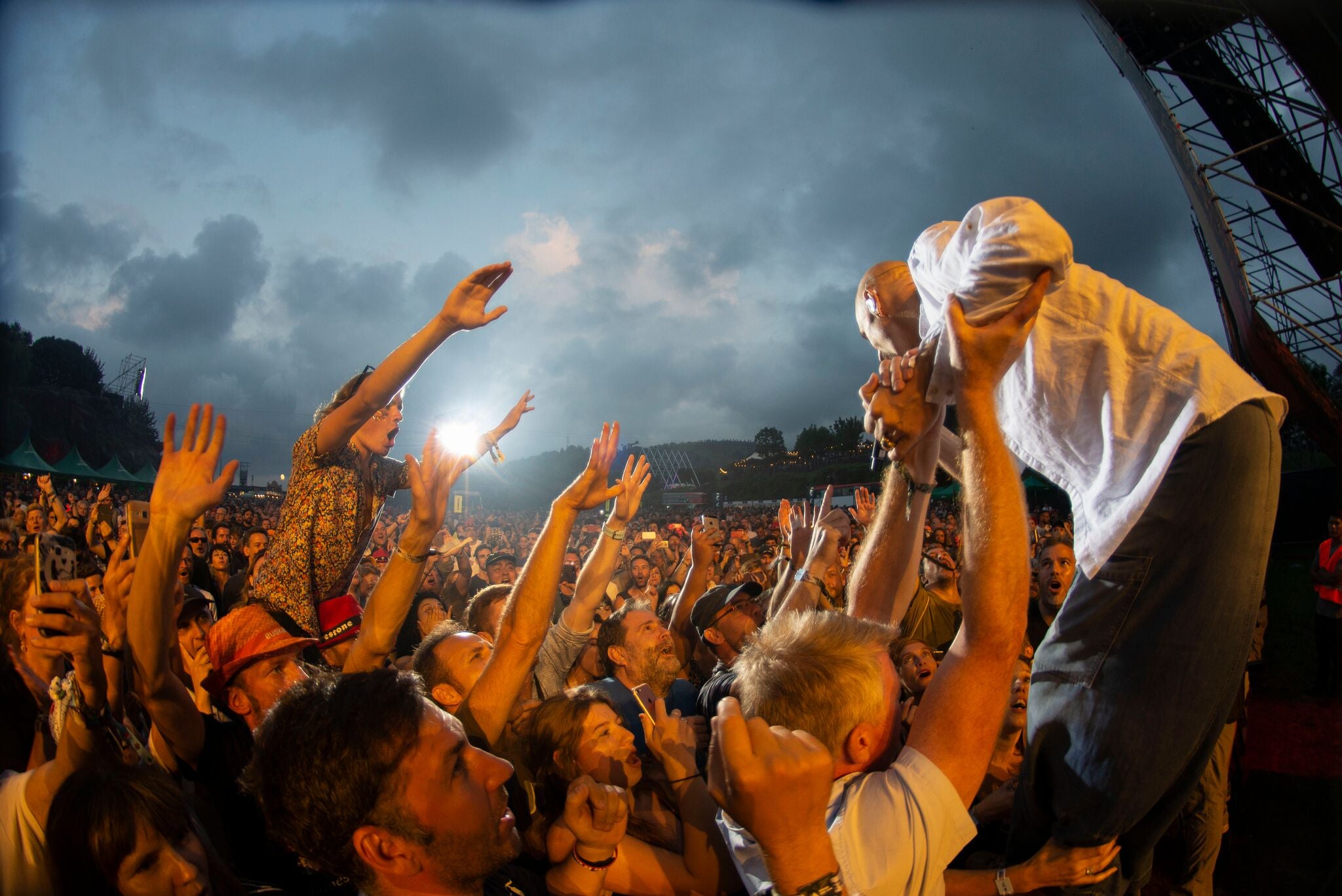 Crowds watch a performance at BBK festival in Bilbao, Spain