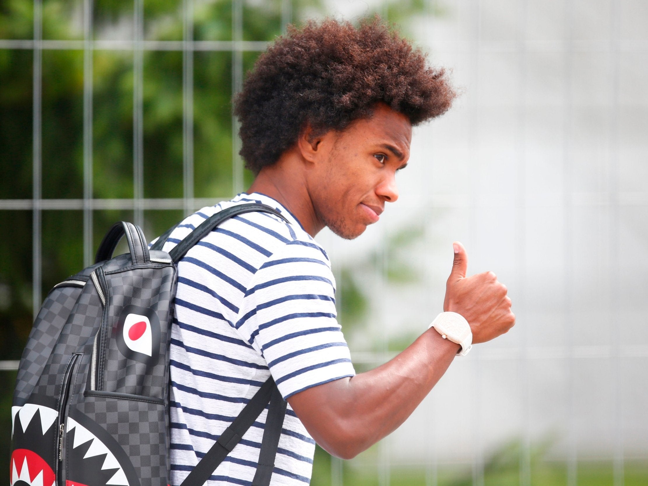 Brazil's forward Willian leaves his team's hotel