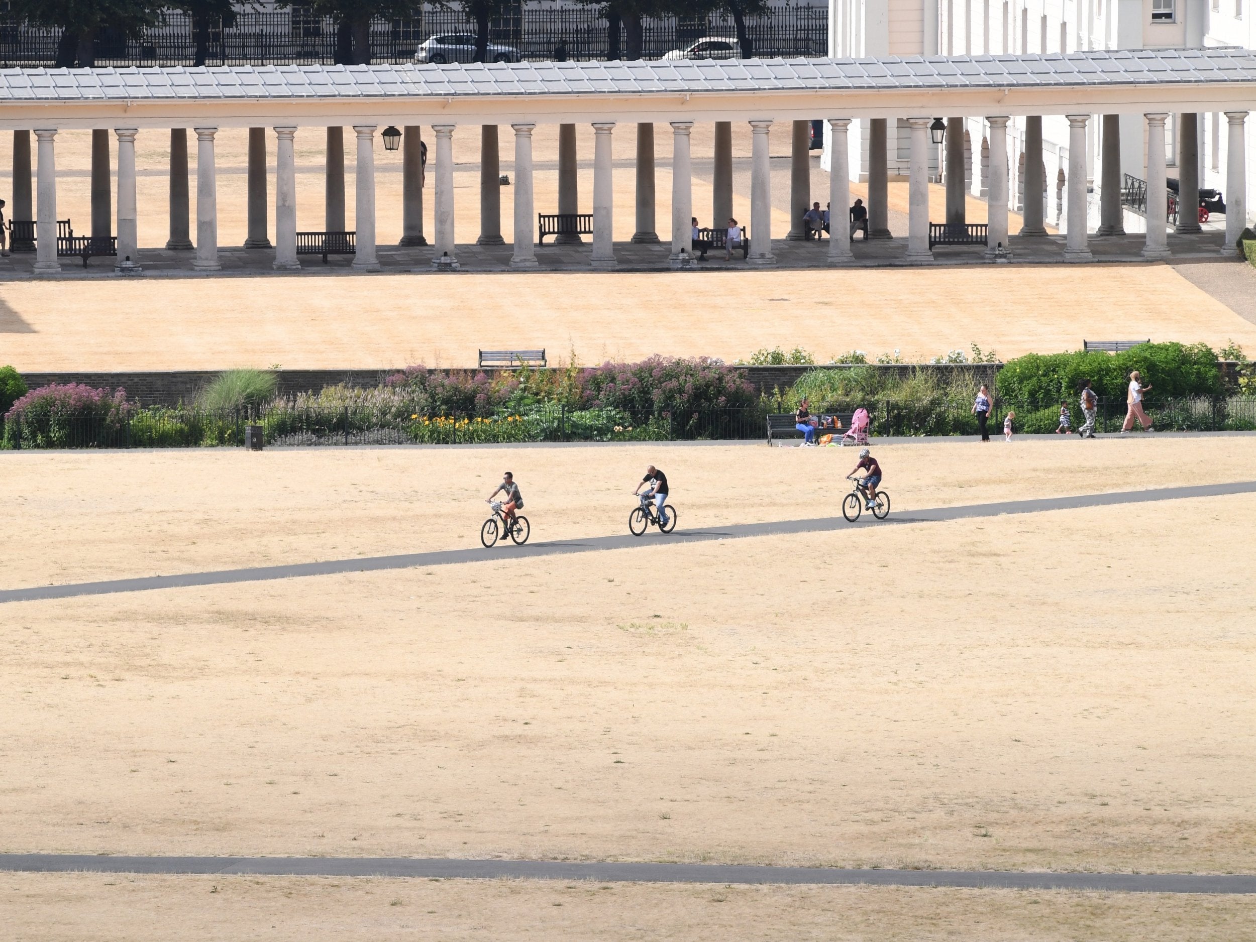 Like much of the UK’s green space, Greenwich Park in London has browned in the heat. EPA