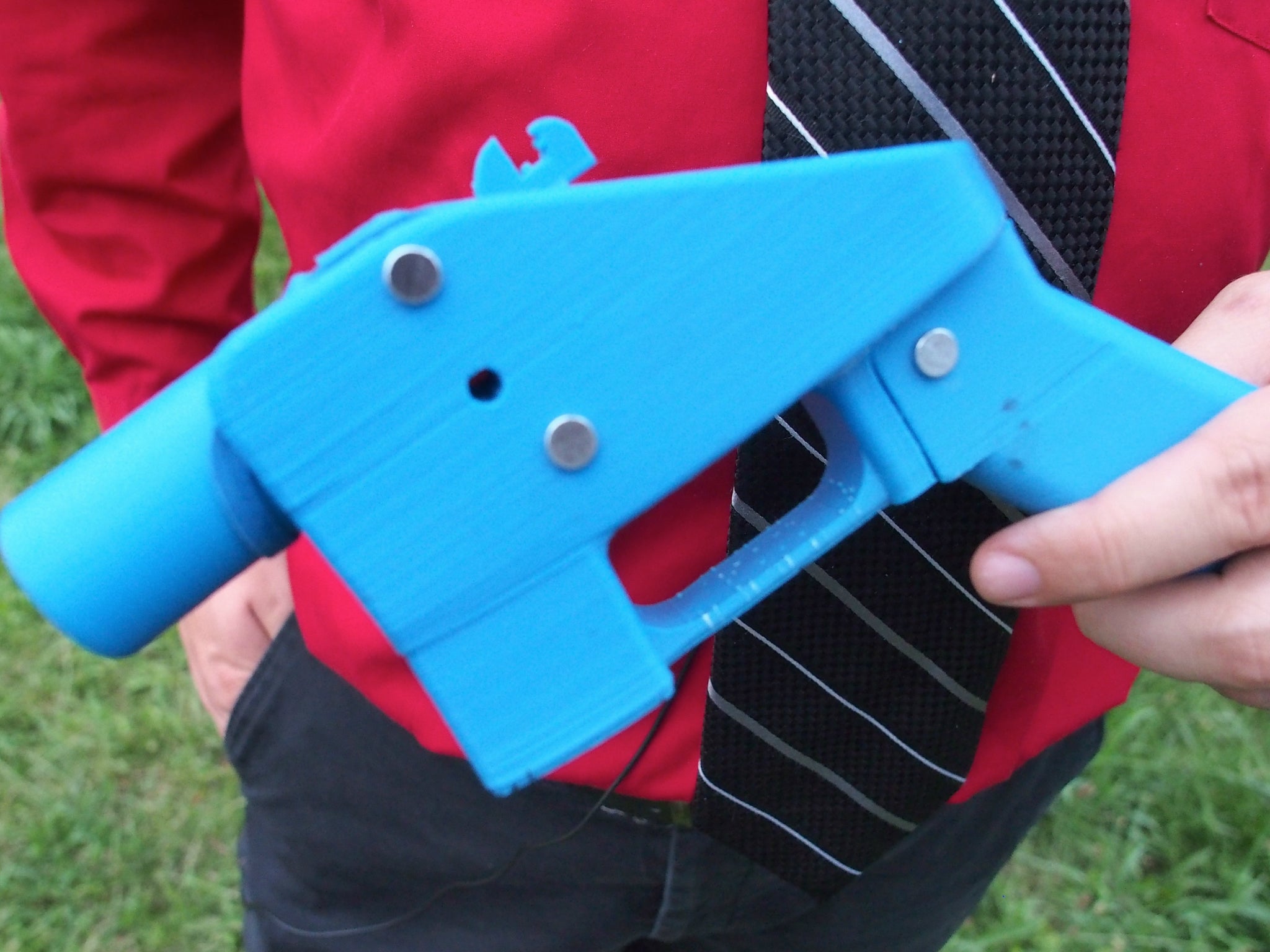 Close-up view of "The Liberator" pistol in 2013. The single-shot gun is the first that can be made entirely from plastic parts forged with a 3D printer.