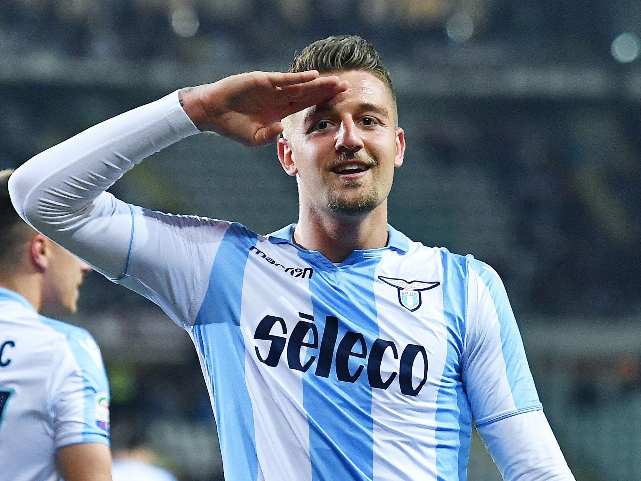 Lazio's Sergej Milinkovic Savic celebrates