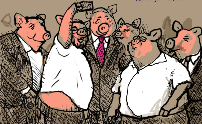 Avi Katz's cartoon, based on a photo taken after the controversial law passed