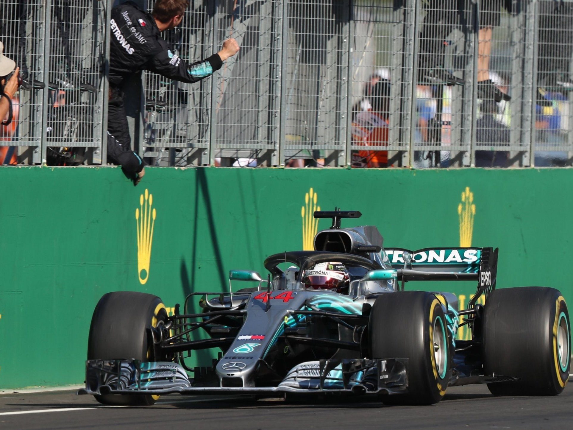 Lewis Hamilton crosses the line to win the Hungarian Grand Prix