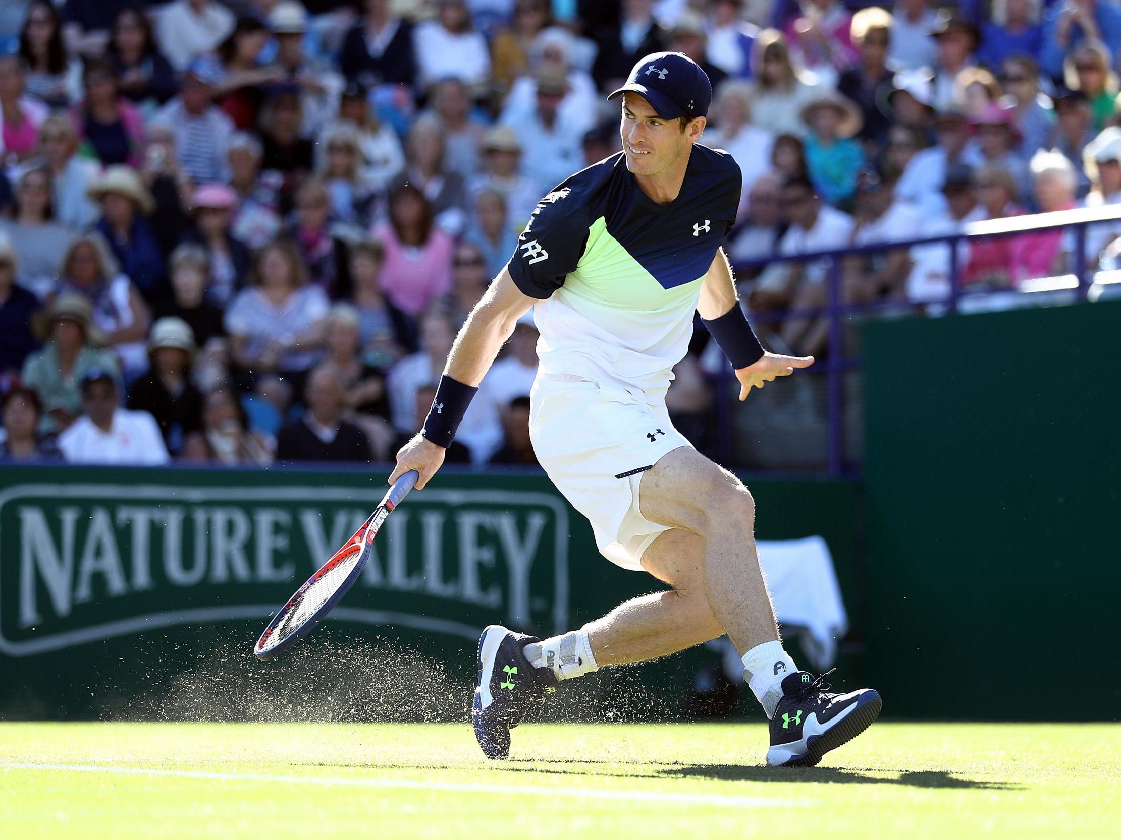 Andy Murray in action at Eastbourne last month