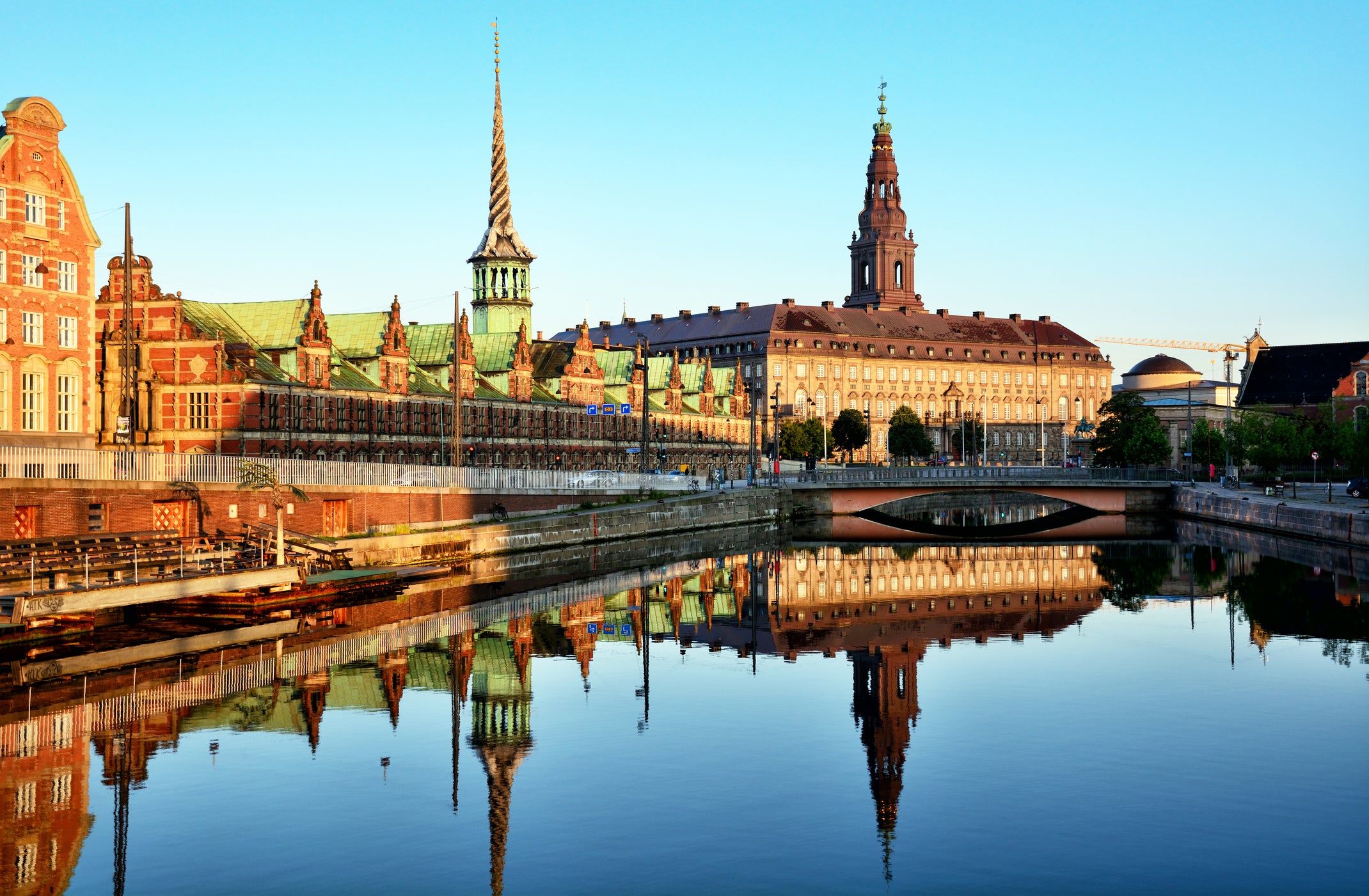 Copenhagen’s beautiful Borsen building and Christiansborg Palace