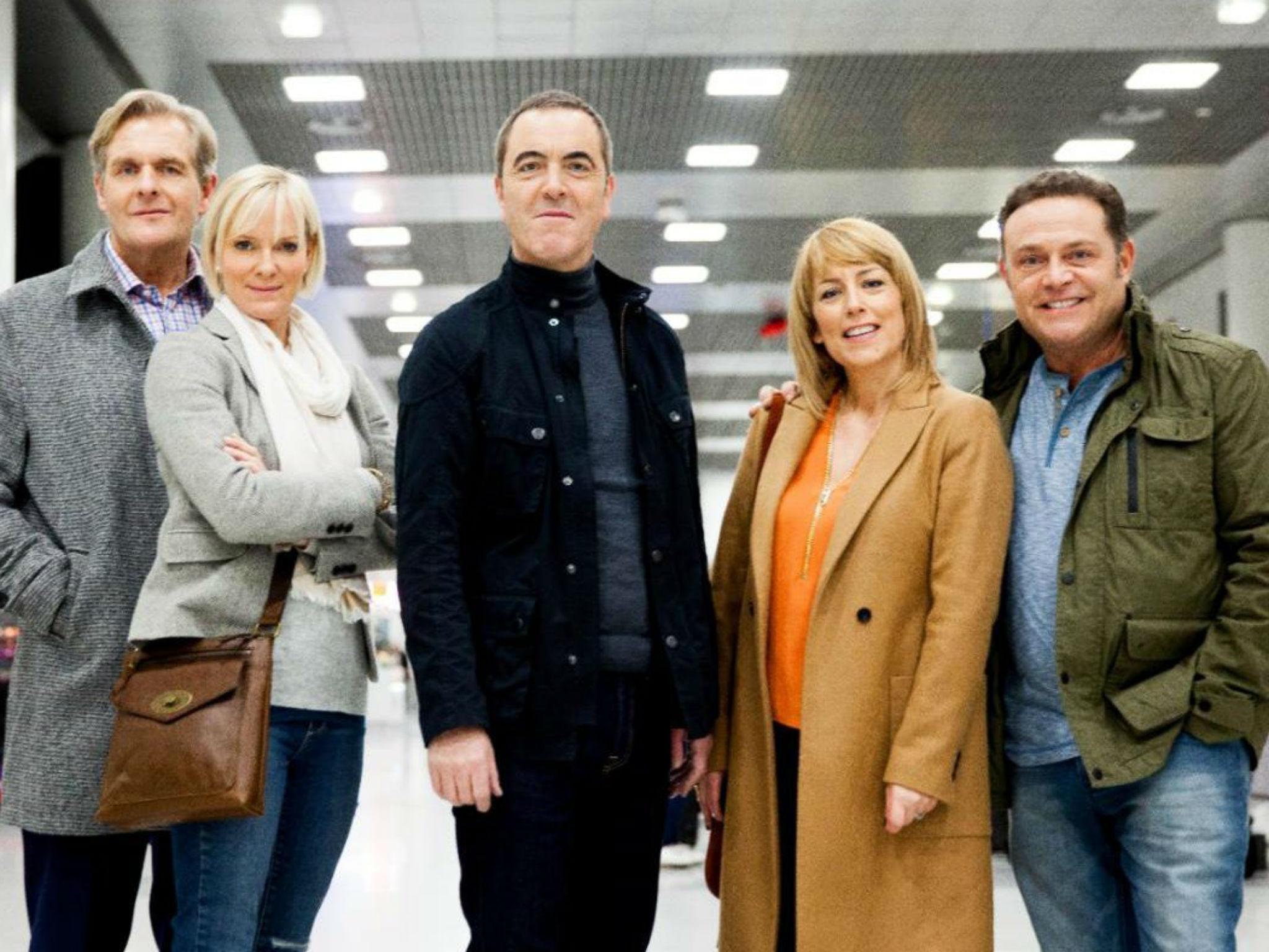 Left to right: Robert Bathurst, Hermione Norris, James Nesbitt, Faye Ripley and John Thomson