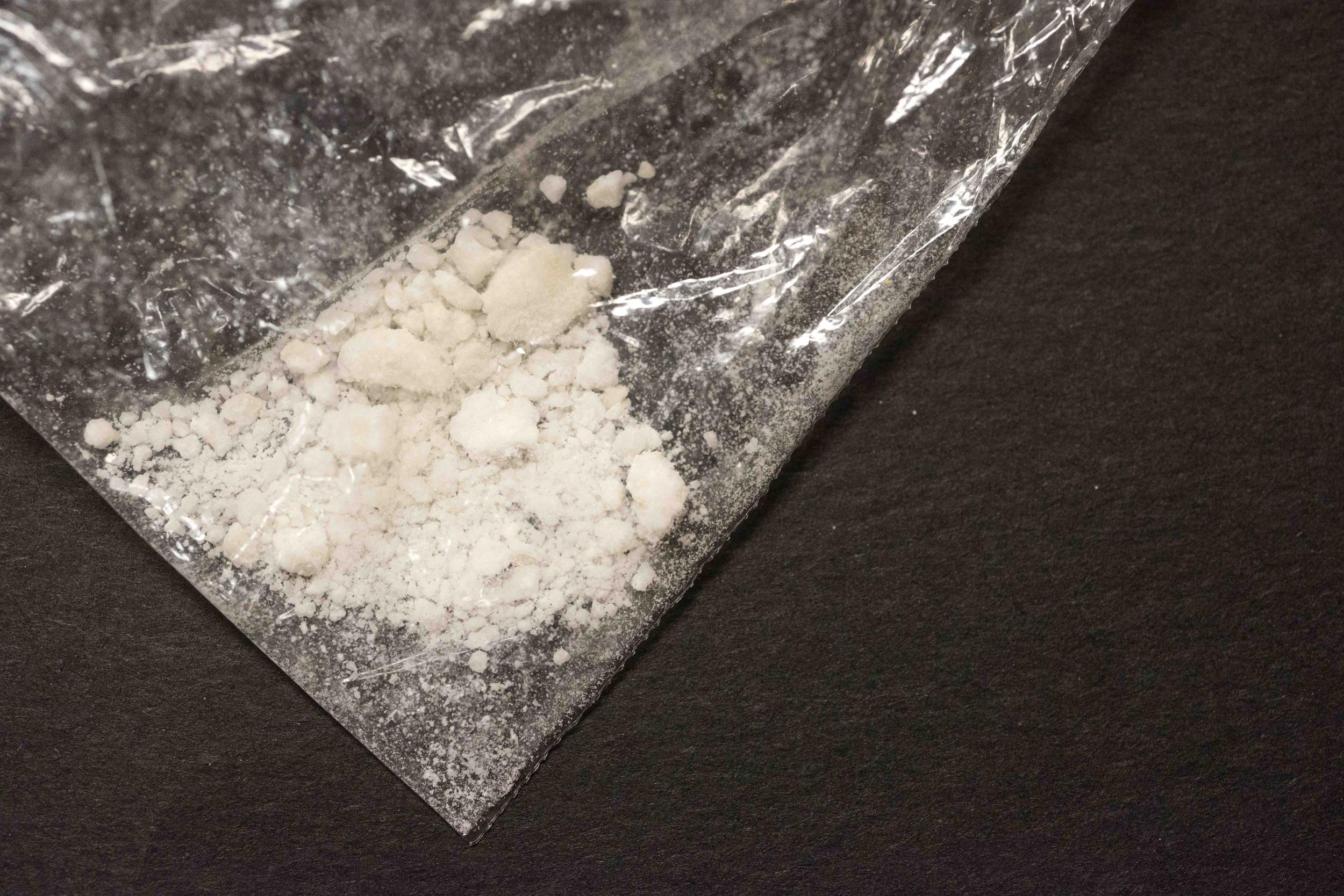 A small bag of straight Fentanyl on display at the State Crime Lab at the Ohio Attorney General's headquarters of the Bureau of Criminal Investigation