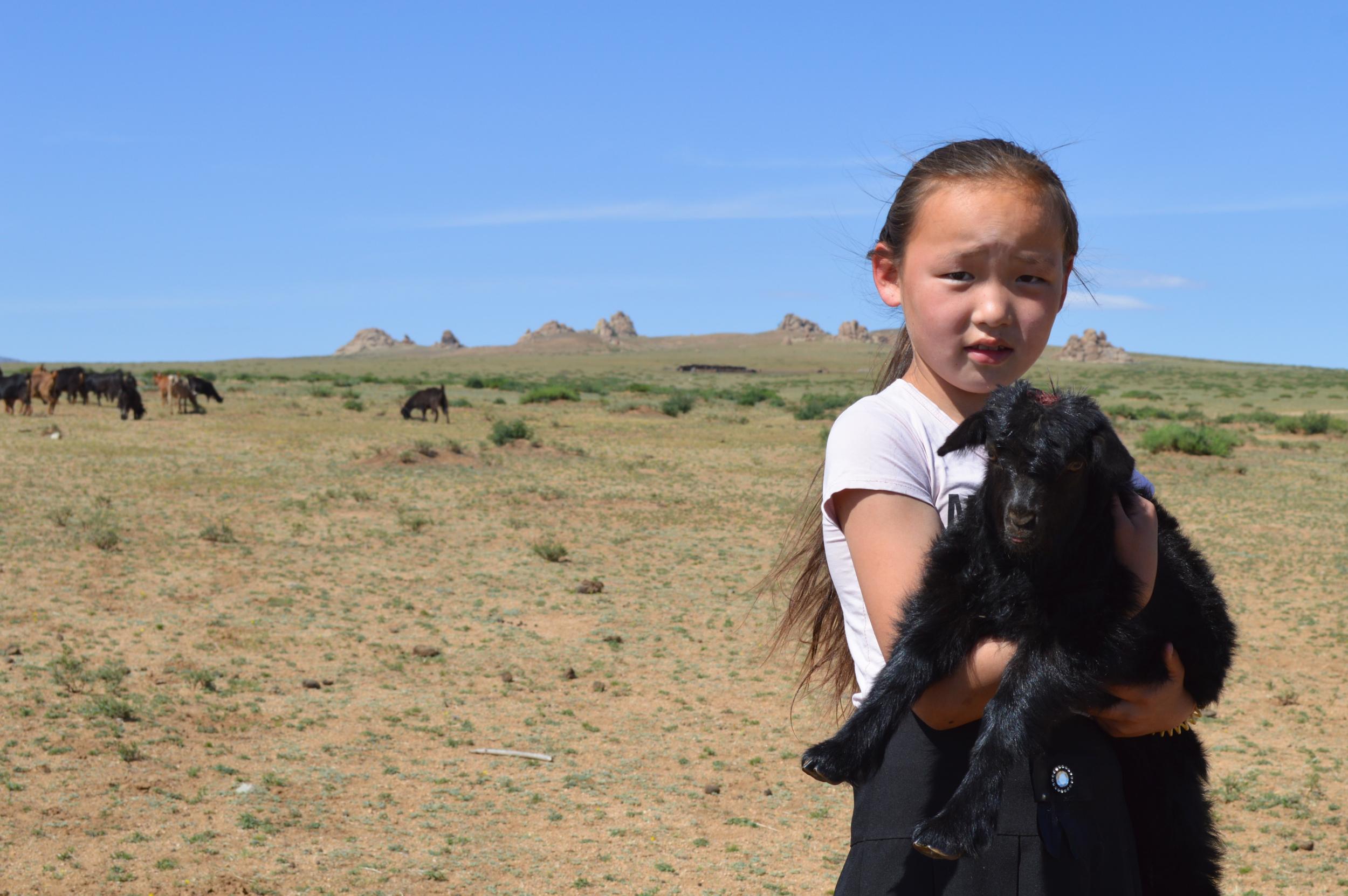 The family’s pet goat is a firm favourite