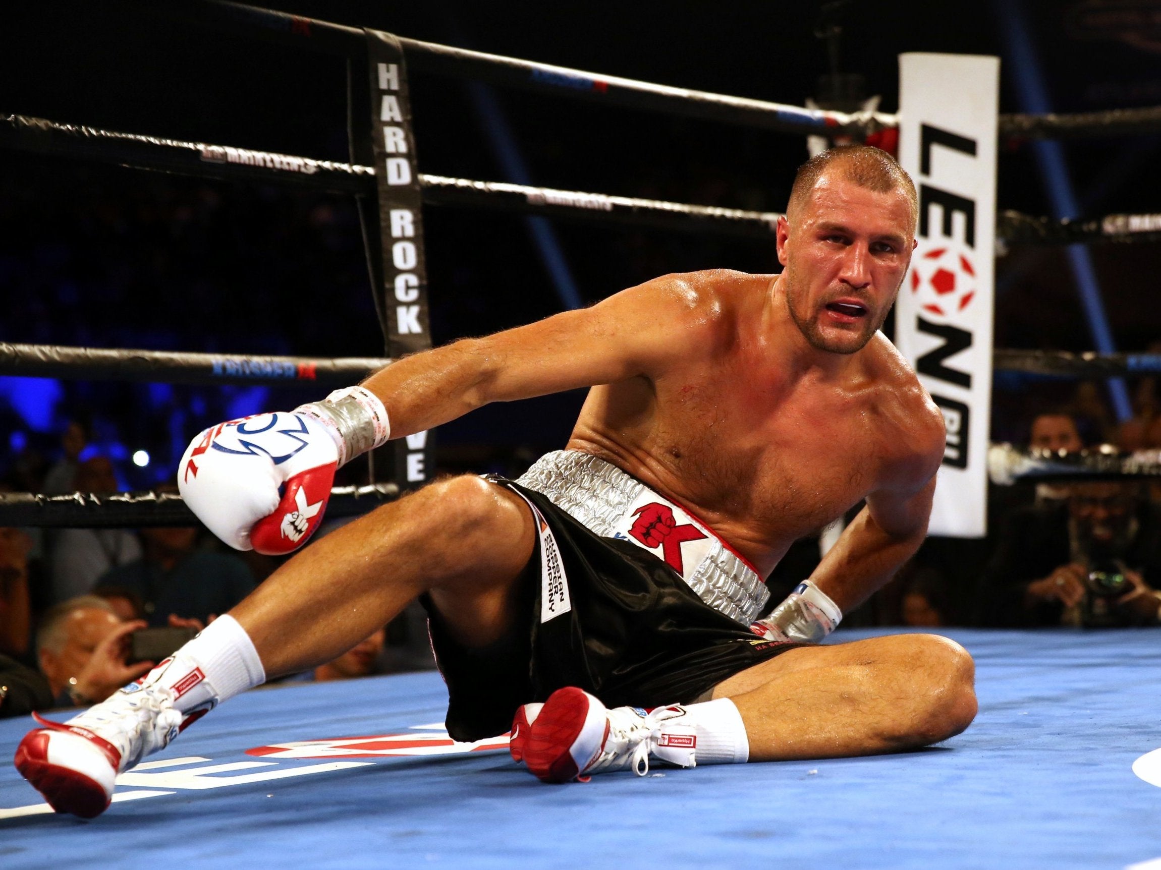 Sergey Kovalev was left dazed after being knocked down three times by Alvarez