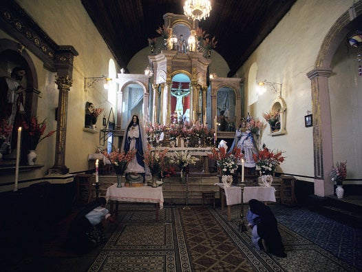 Interior of the church of Janitzio Island, Lake Patzcuaro, Mexico