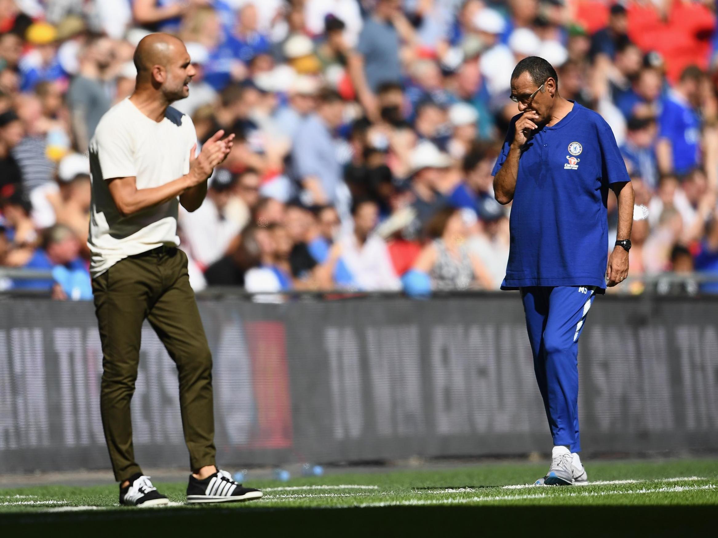 Pep Guardiola and Maurizio Sarri on the touchline