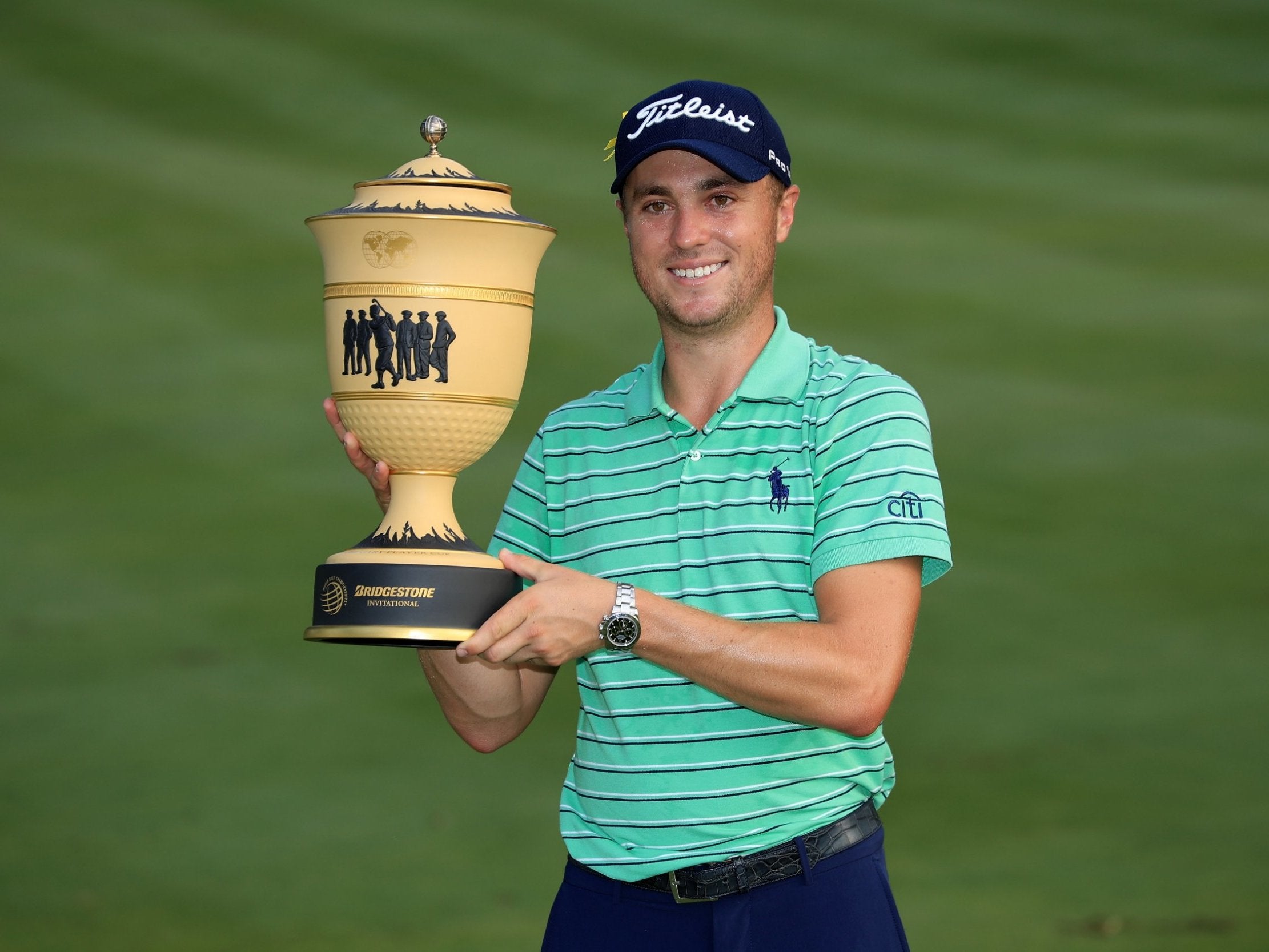 Thomas poses with the Gary Player Cup