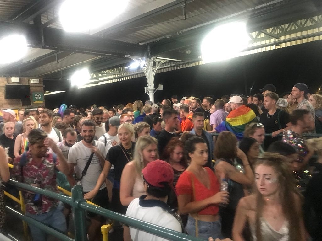 Police were called to chaotic scenes at Brighton train station following the Pride event