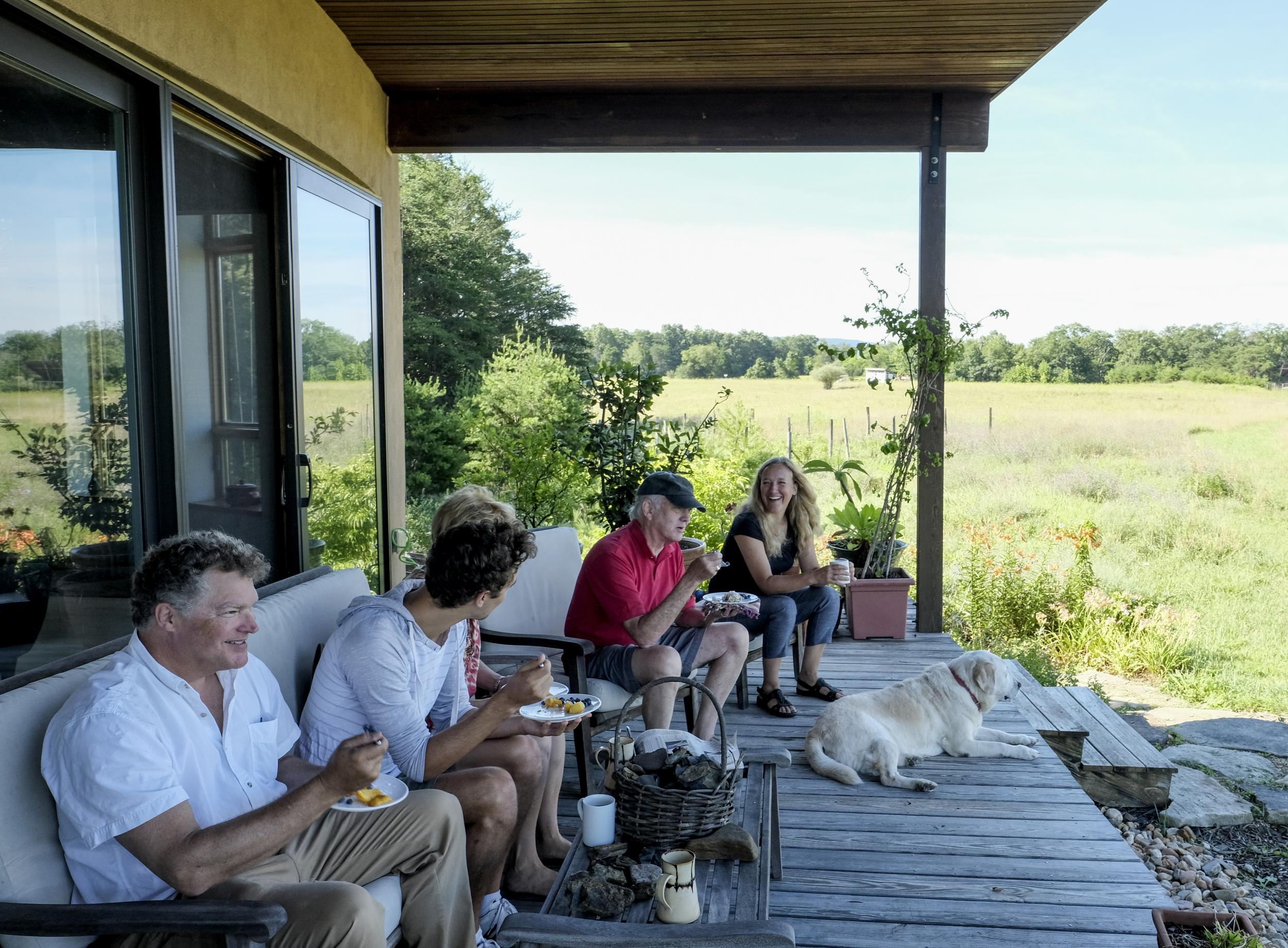 Broomgrass residents socialise during meals, often on the porches of their houses