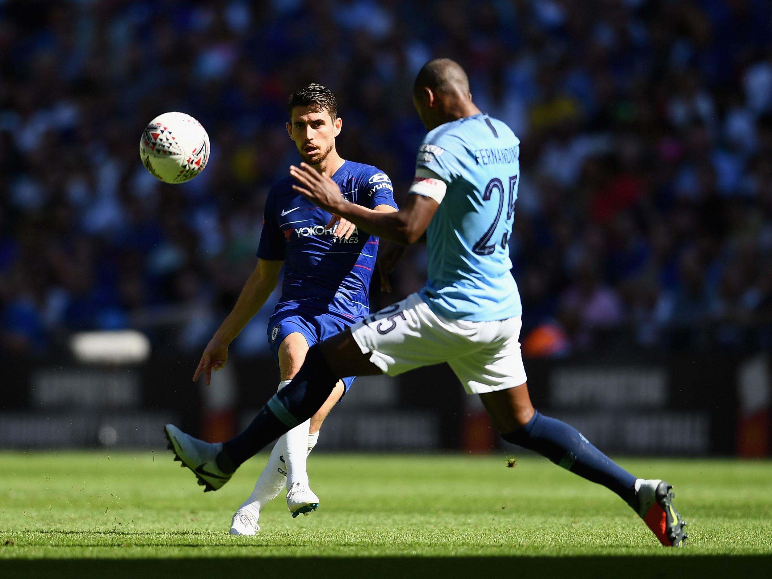 Jorginho and Fernandinho in Sunday's Community Shield