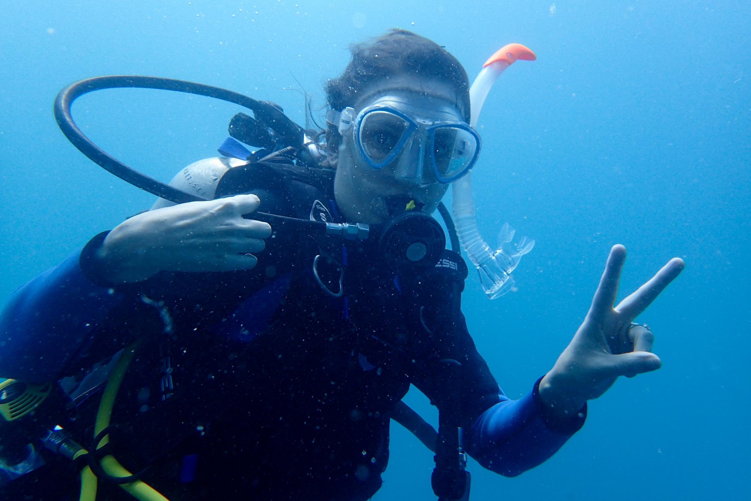 Cathy is A-OK under the water