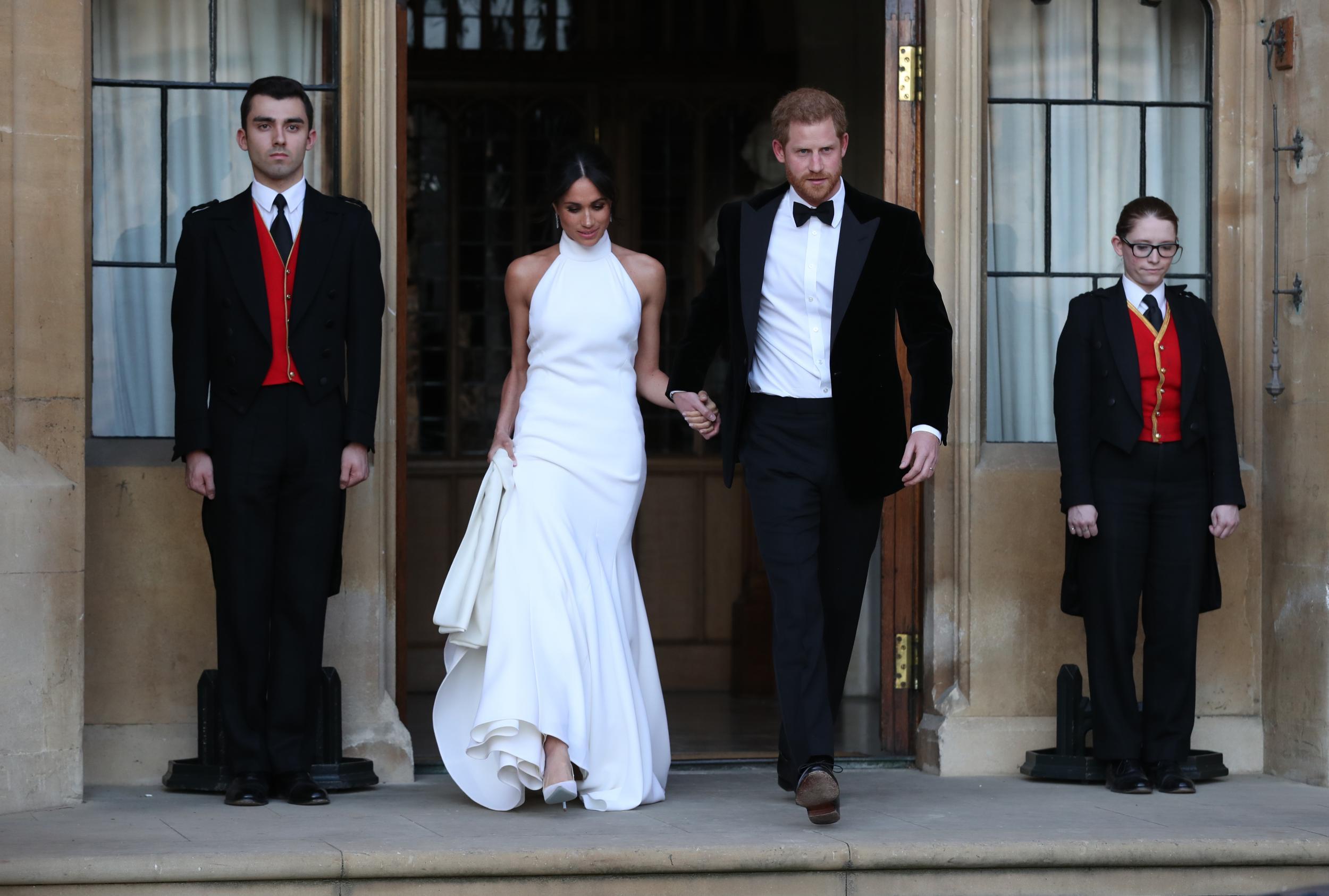 Markle wore the halter gown as her second dress (Getty)