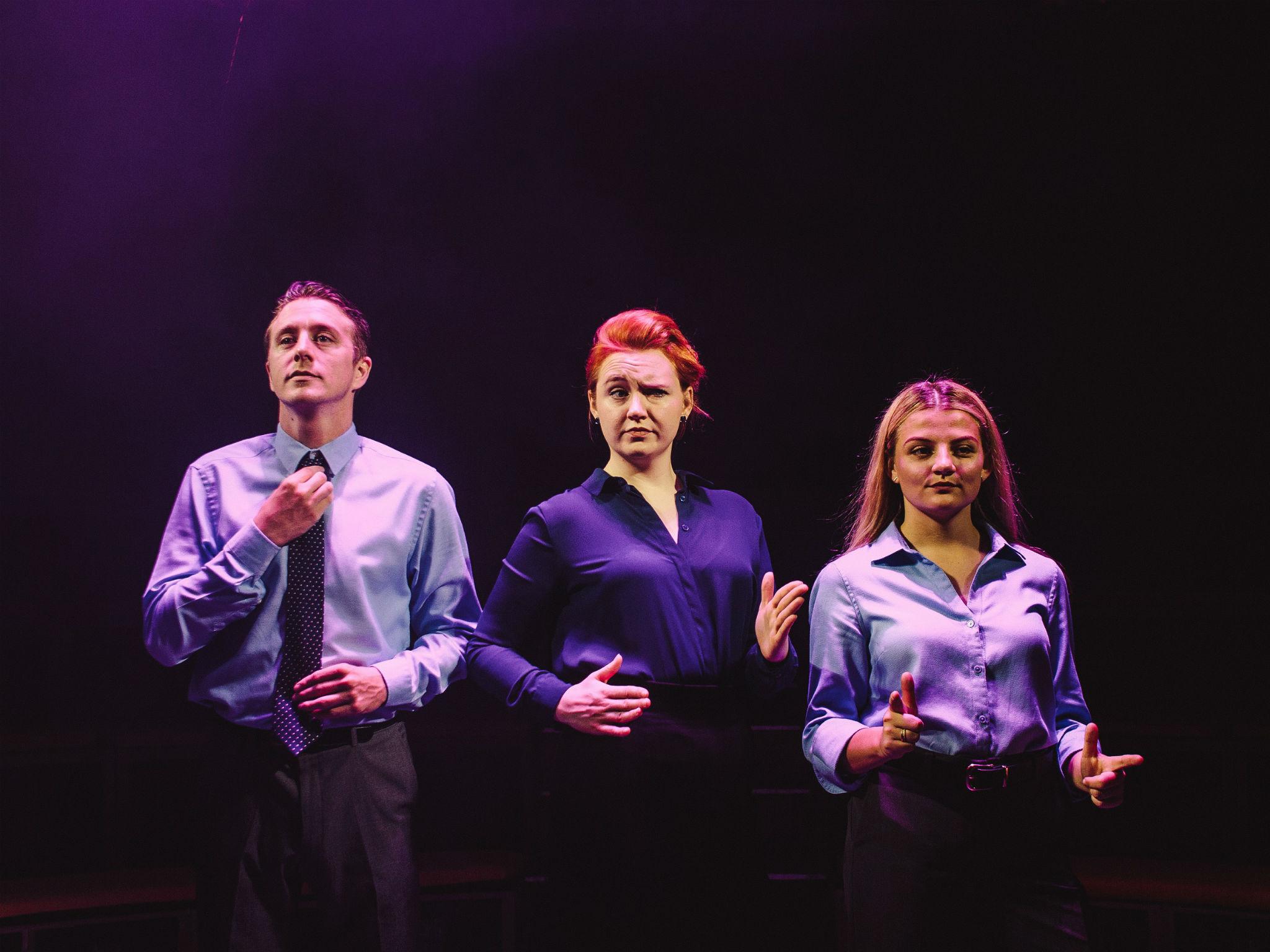 Jack Wilkinson, Katherine Pearce and Charlotte O’Leary in ‘Sticks and Stones’