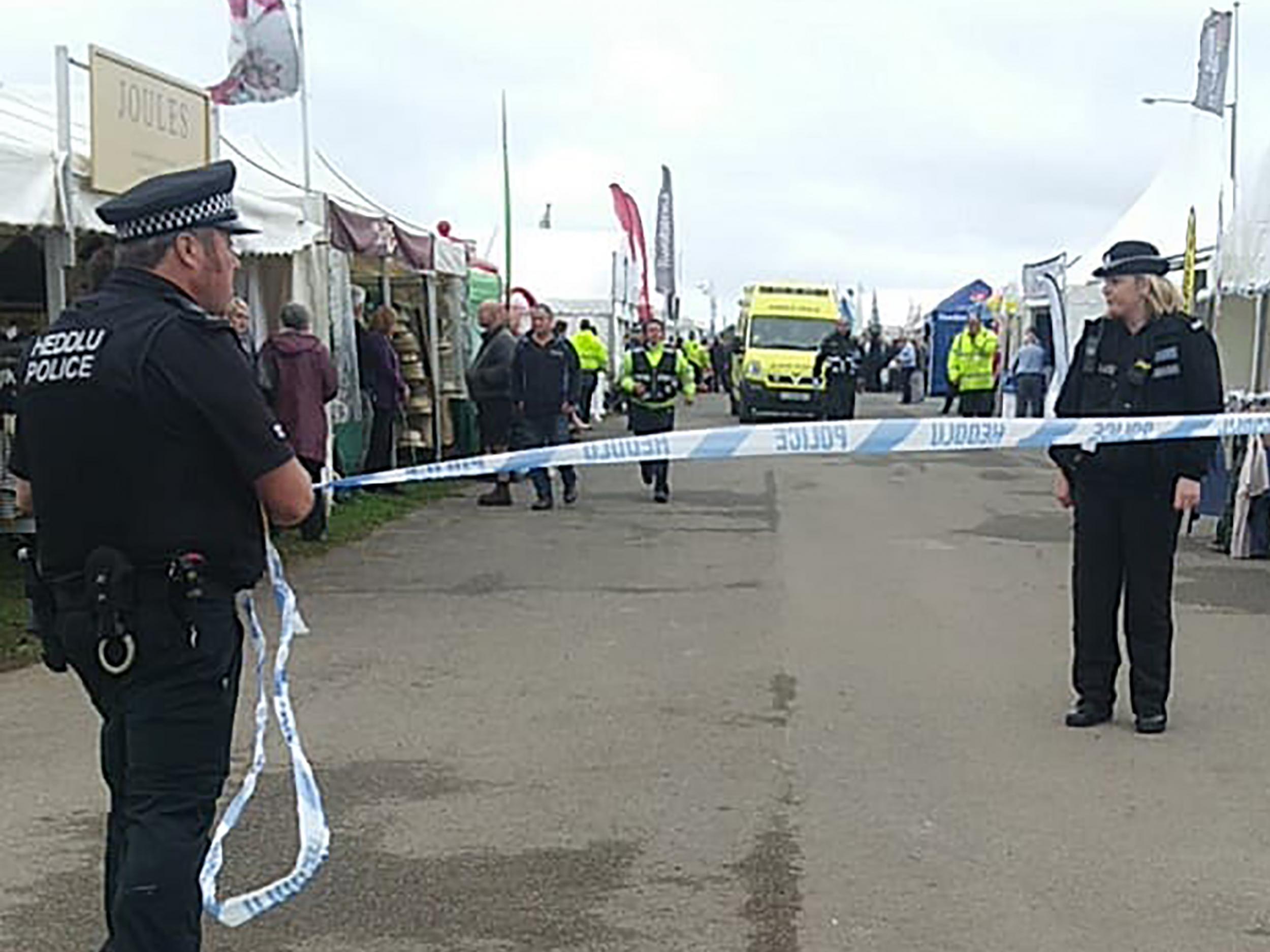 A police cordon at the Pembrokeshire County Show, following a ‘rampage’ by an escaped horse