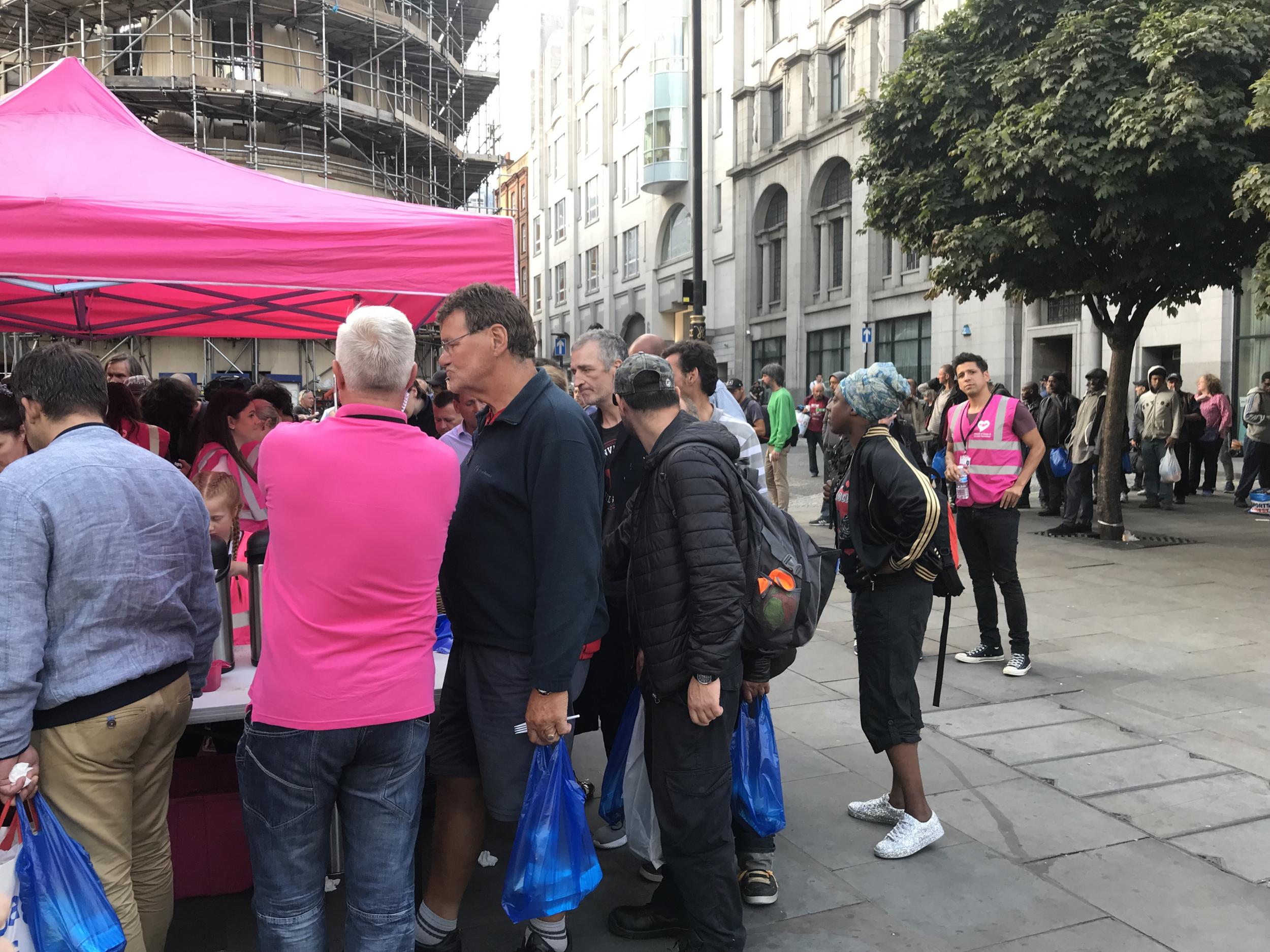 The Friends of Essex and London Homeless hand out food every Wednesday night