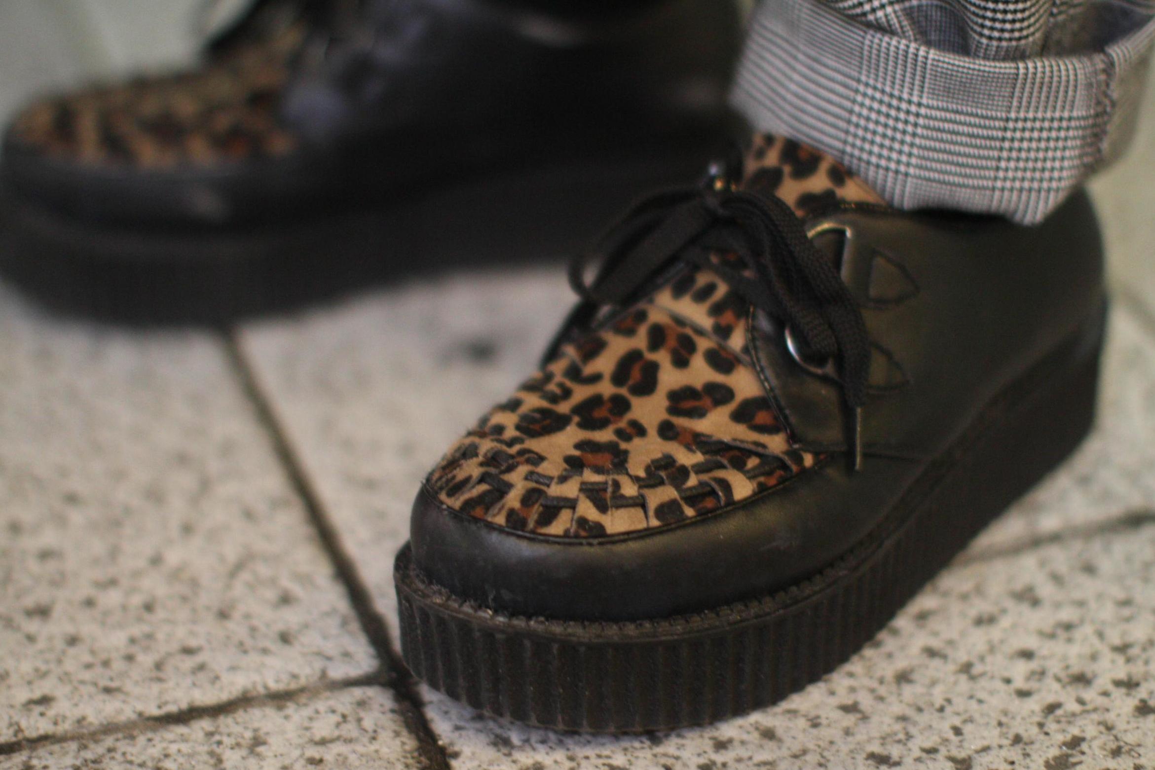 Leopard print creepers were a hit on the streets at Tokyo Fashion Week