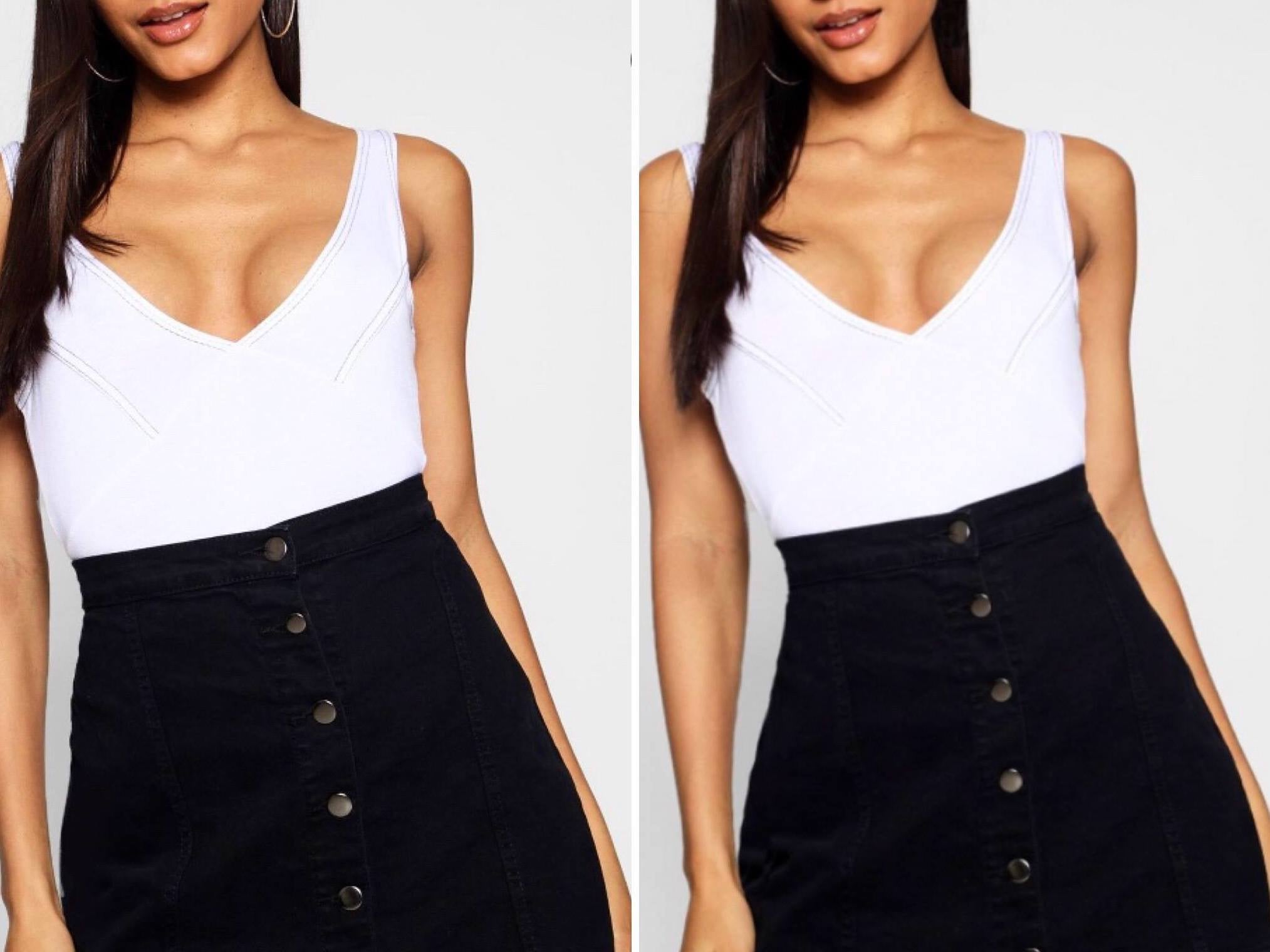 Ella Thorpe took a screenshot of the 'Photoshopped' image displayed on Boohoo