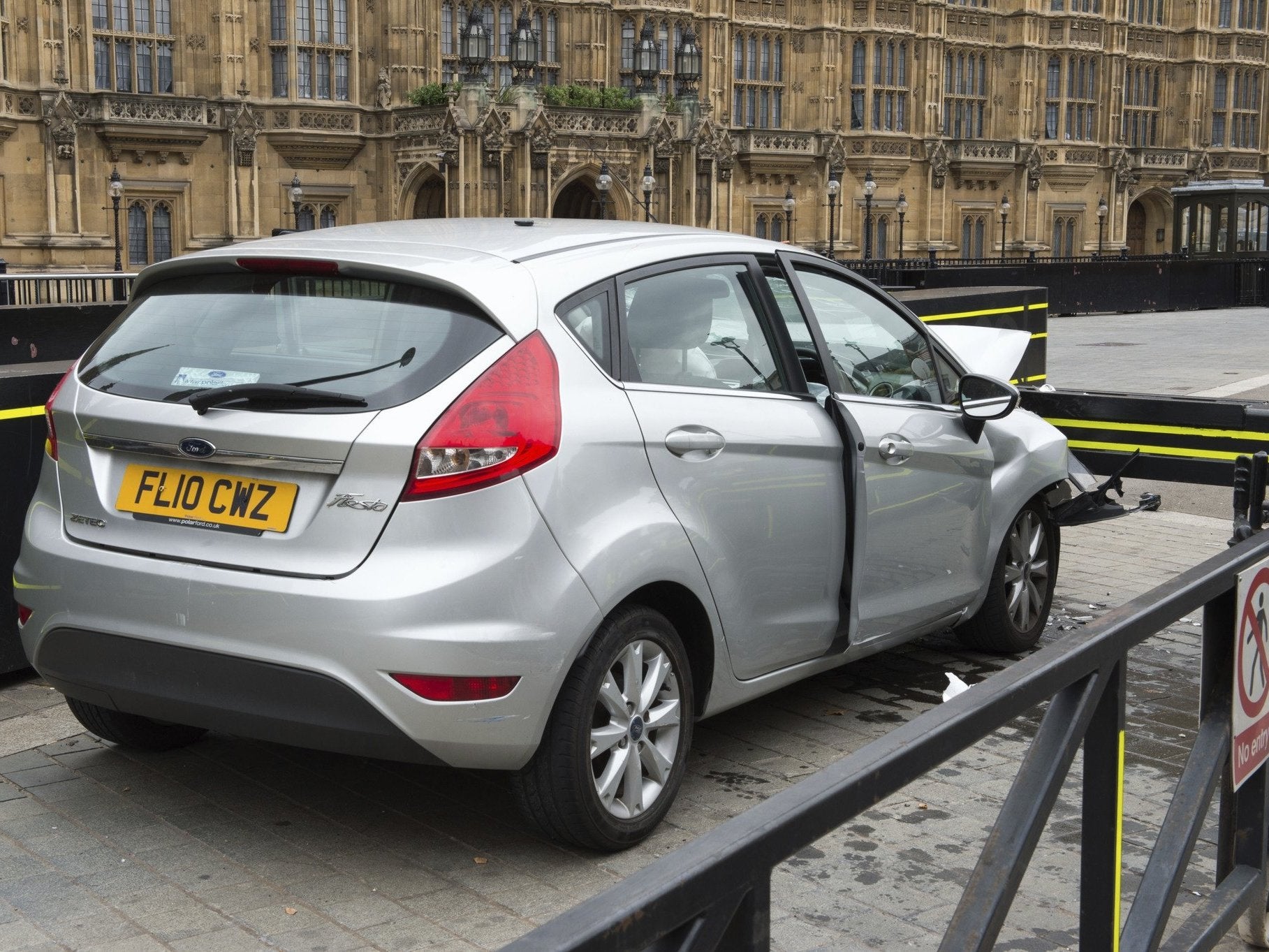 The aftermath of the crash outside the Houses of Parliament