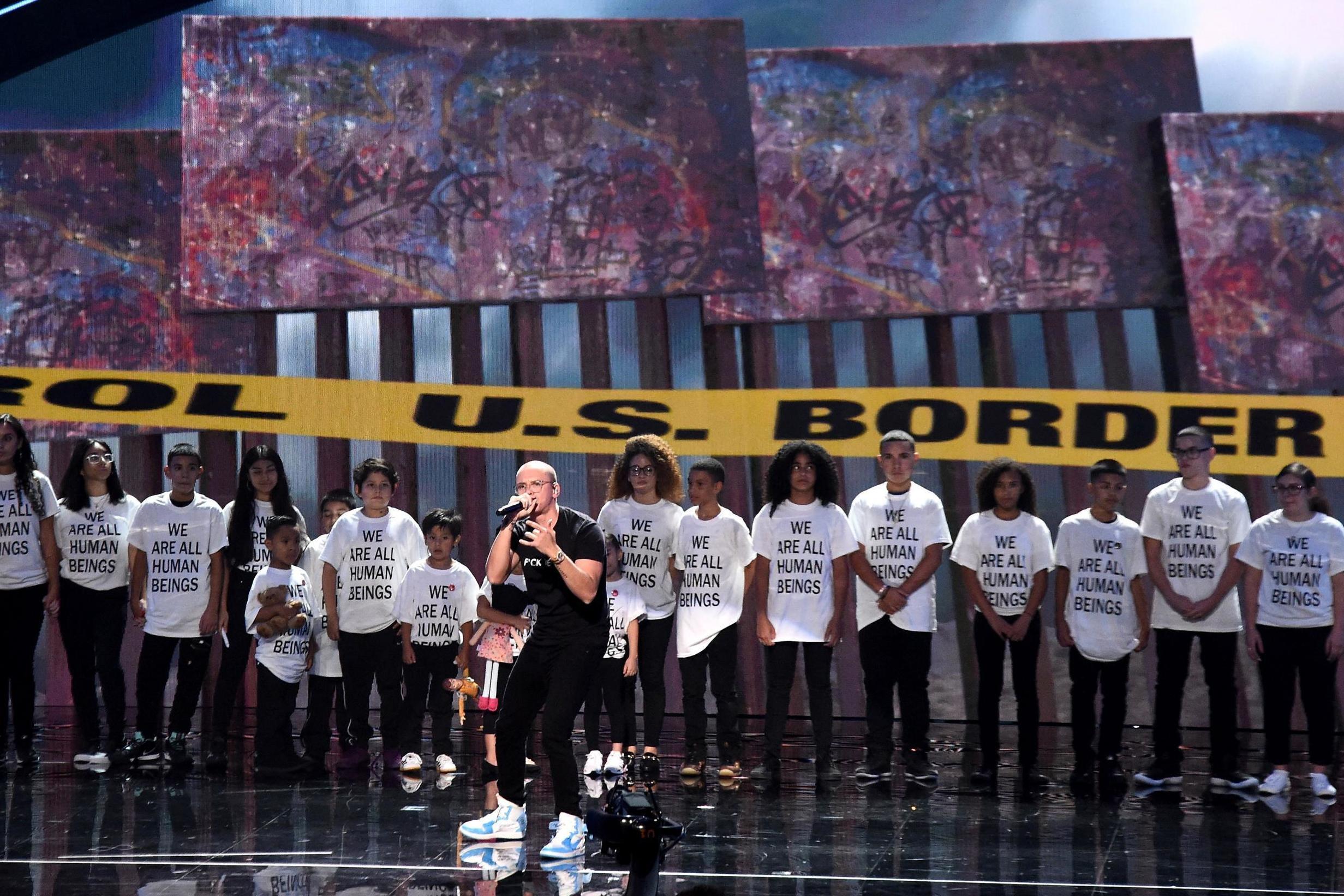 Logic protests President Trump during the VMAs (Getty)