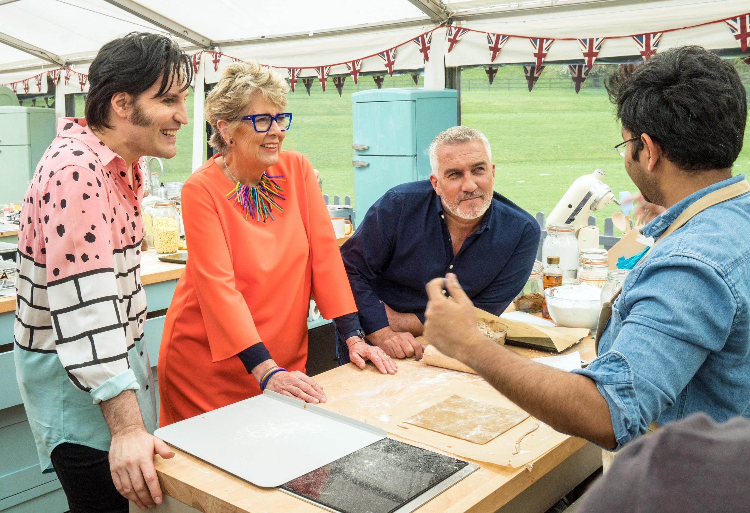 Noel, Prue and Paul on Bake Off