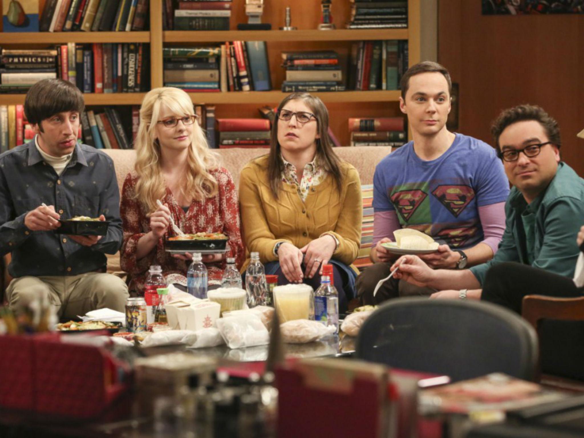 (l-r) Simon Helberg, Melissa Rauch, Mayim Bialik, Jim Parsons, and Johnny Galecki