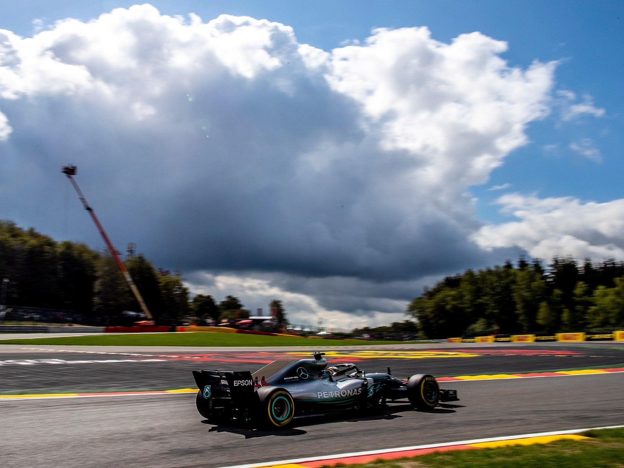 Lewis Hamilton takes on the Spa circuit