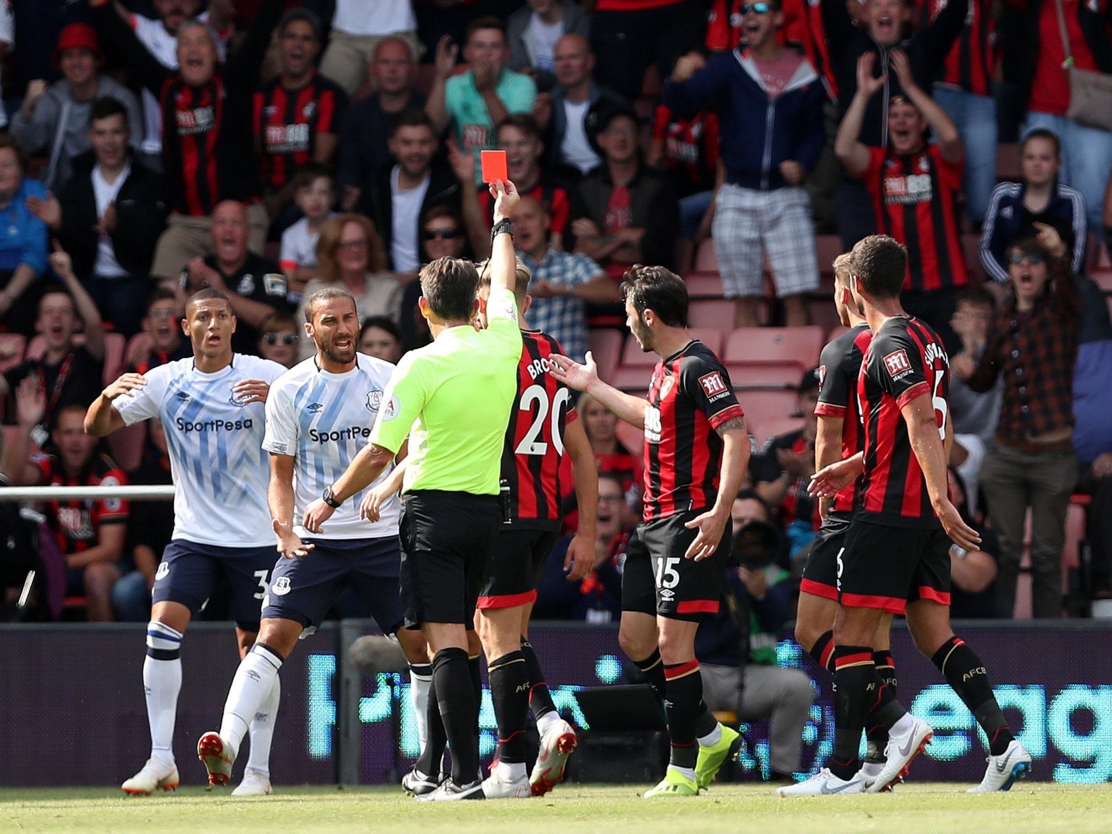 Richarlison was sent off for violent conduct against Bournemouth