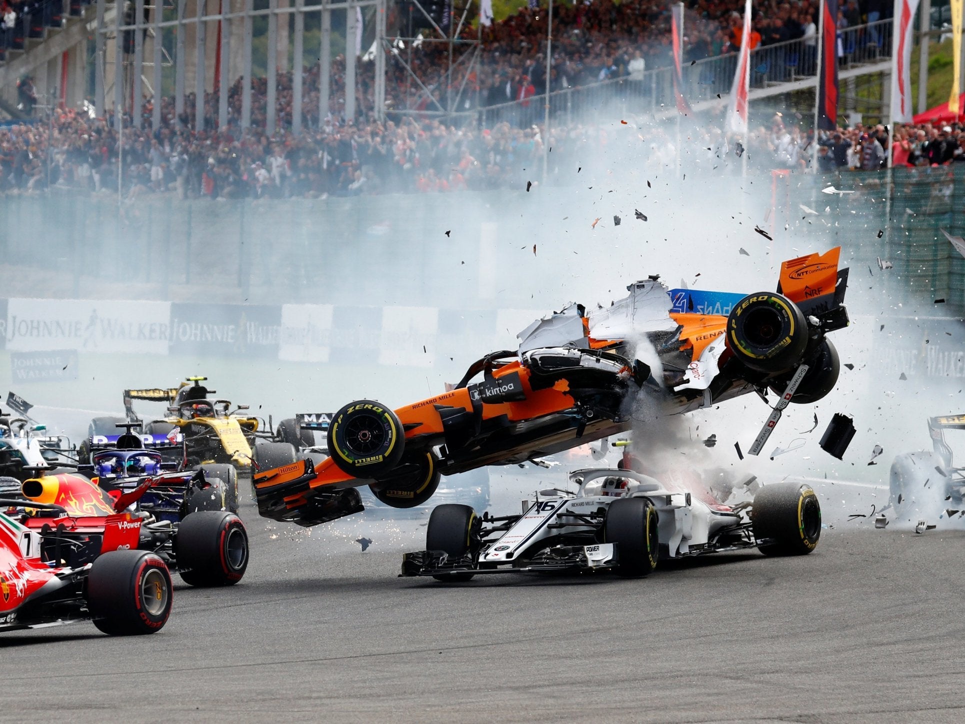 Alonso and Leclerc crashed at the first corner