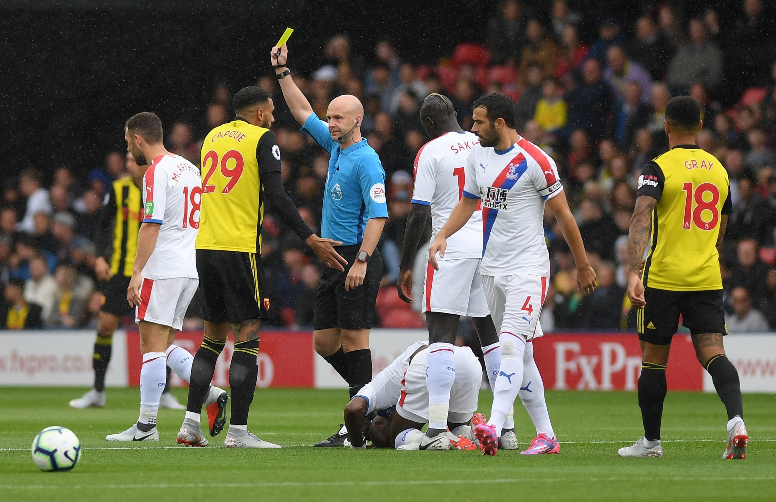 Capoue was lucky to escape a red for his early challenge on Zaha