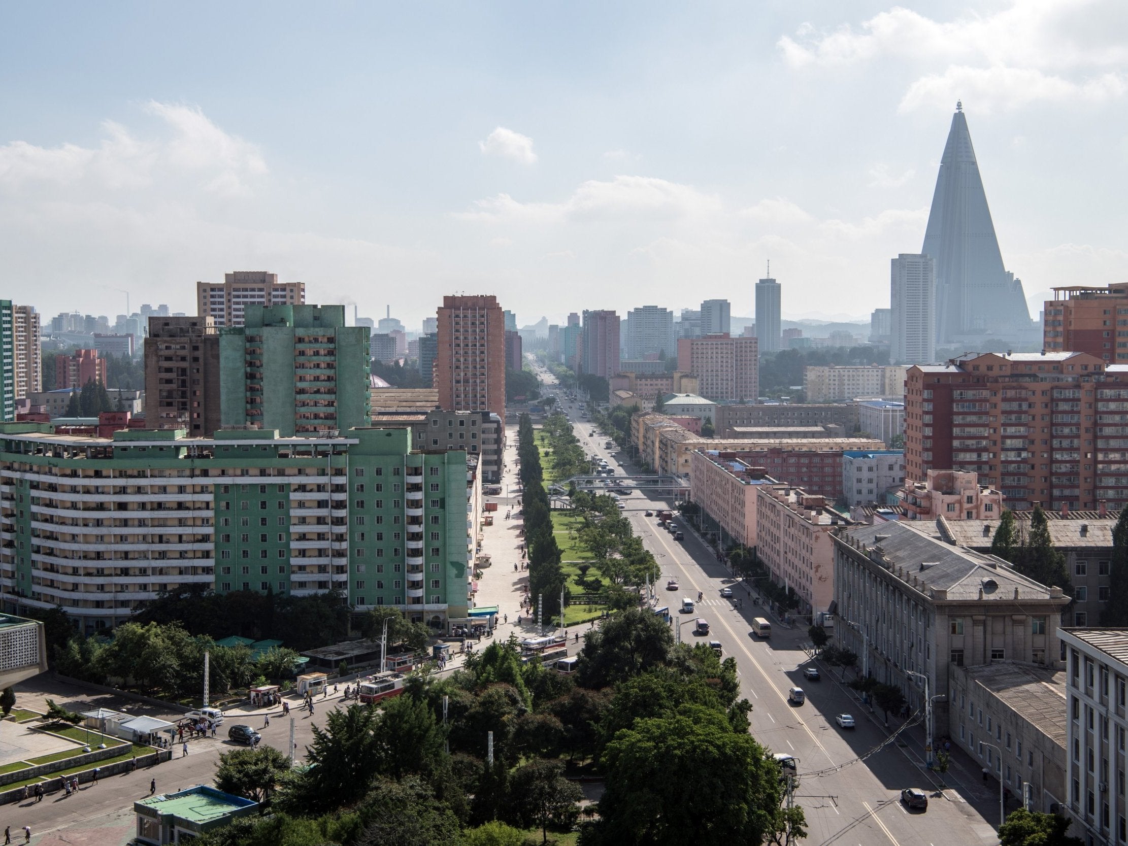 &#13;
The 330-metre tall Ryugyong Hotel, Pyongyang's tallest building &#13;