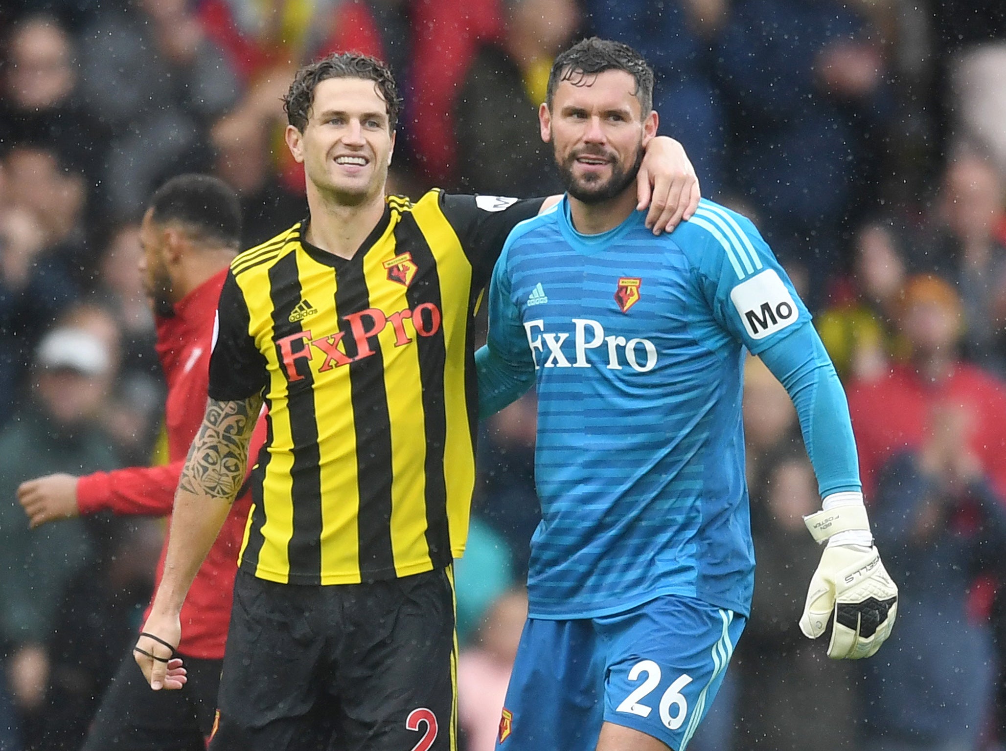 Daryl Janmaat and Ben Foster of Watford celebrate