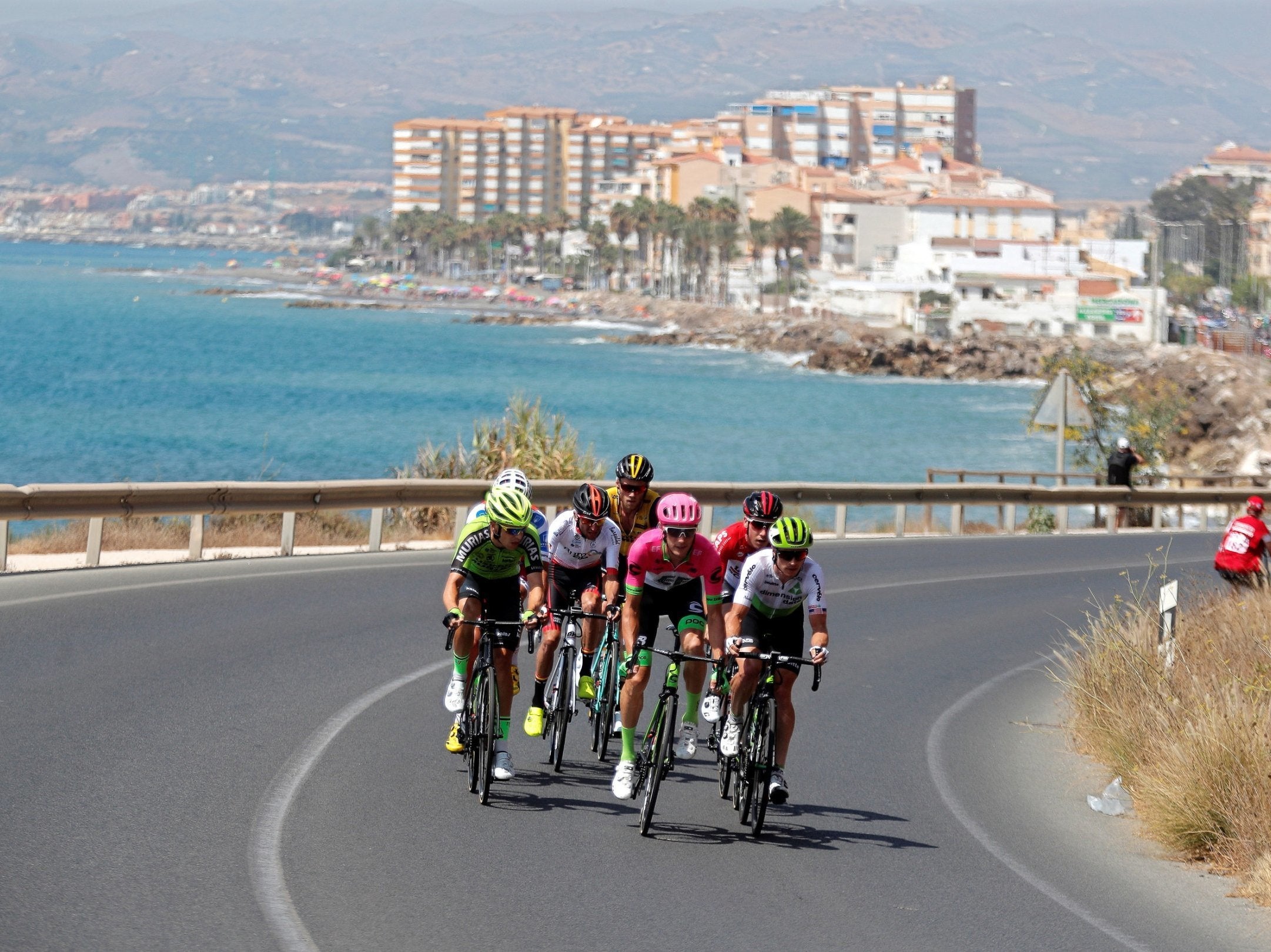 The breakaway in action during stage four to Velez