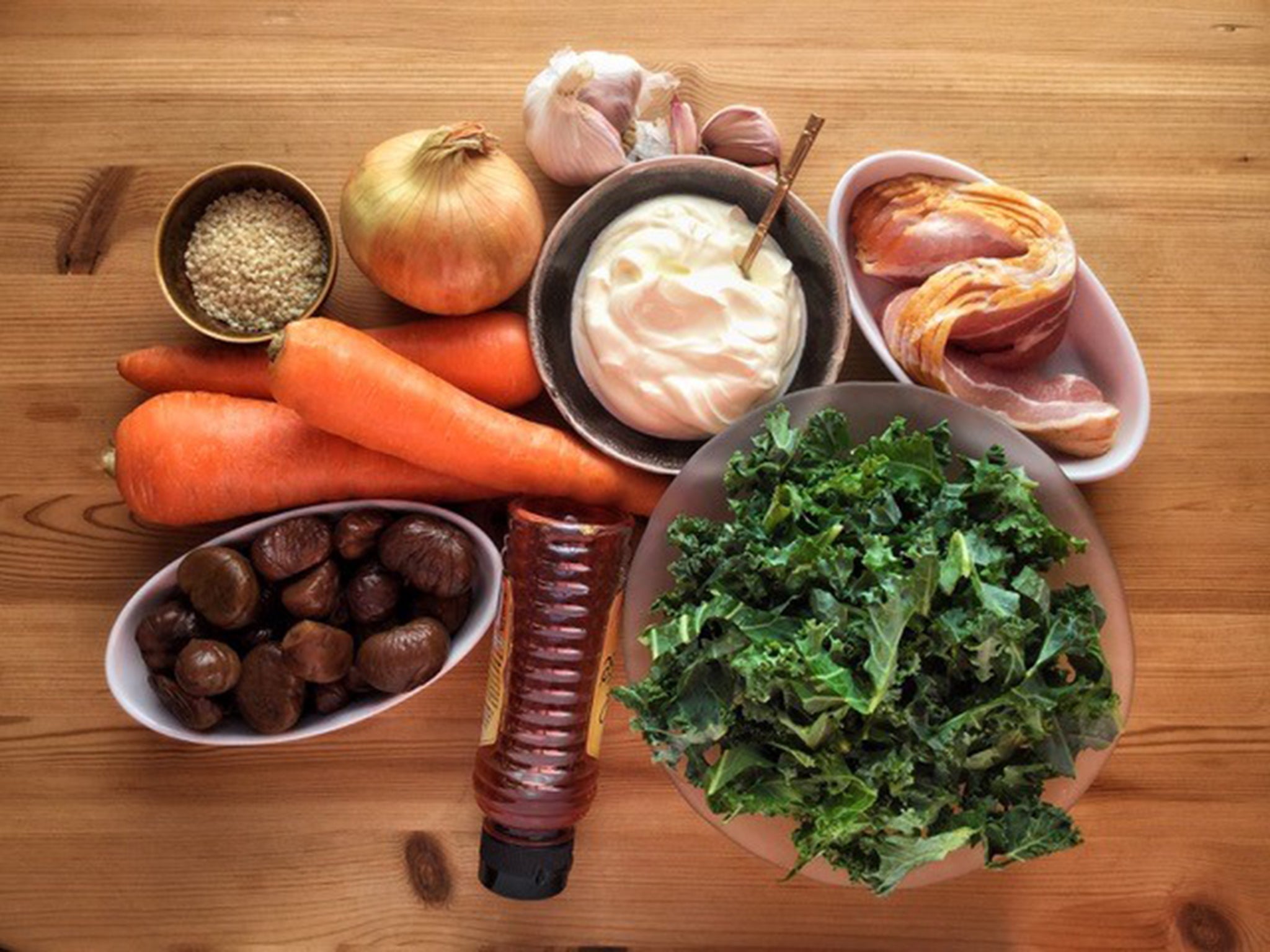 carrot, chestnut and bacon soup